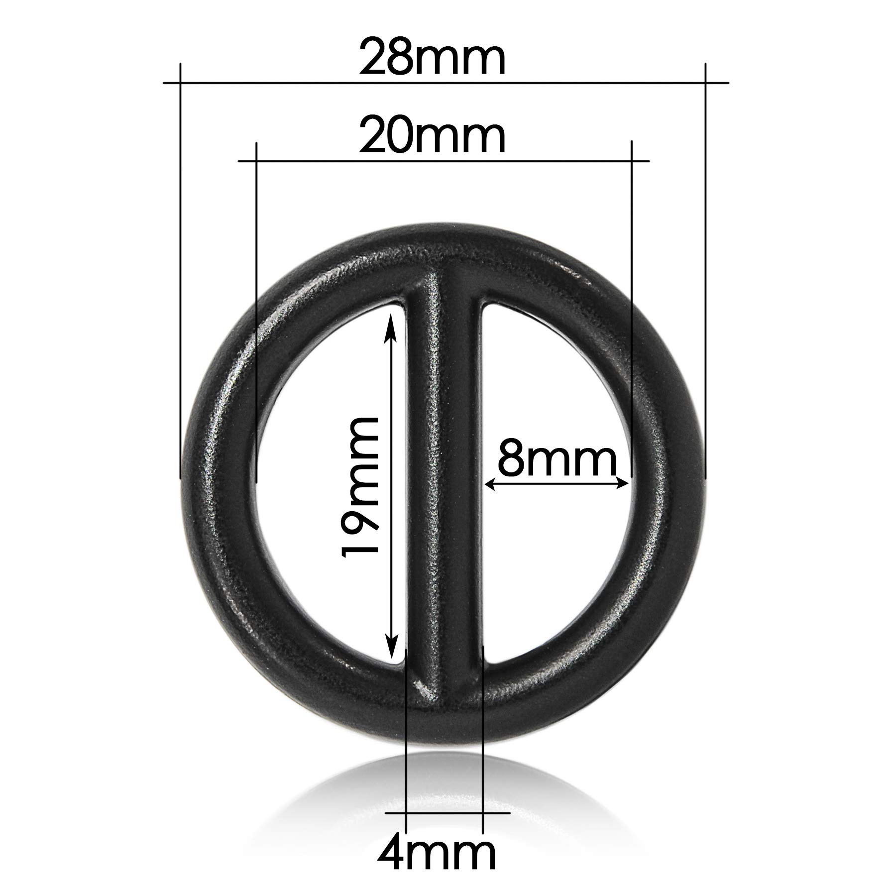 Ganzoo Lot De 4 Anneaux Toriques Avec Chevalet 20 Mm Intérieur – Acier Allié Antirouille Noir – Parfait Paracorde, Laisse Chien, Bricolage, Sacs – Accessoire Robuste DIY
