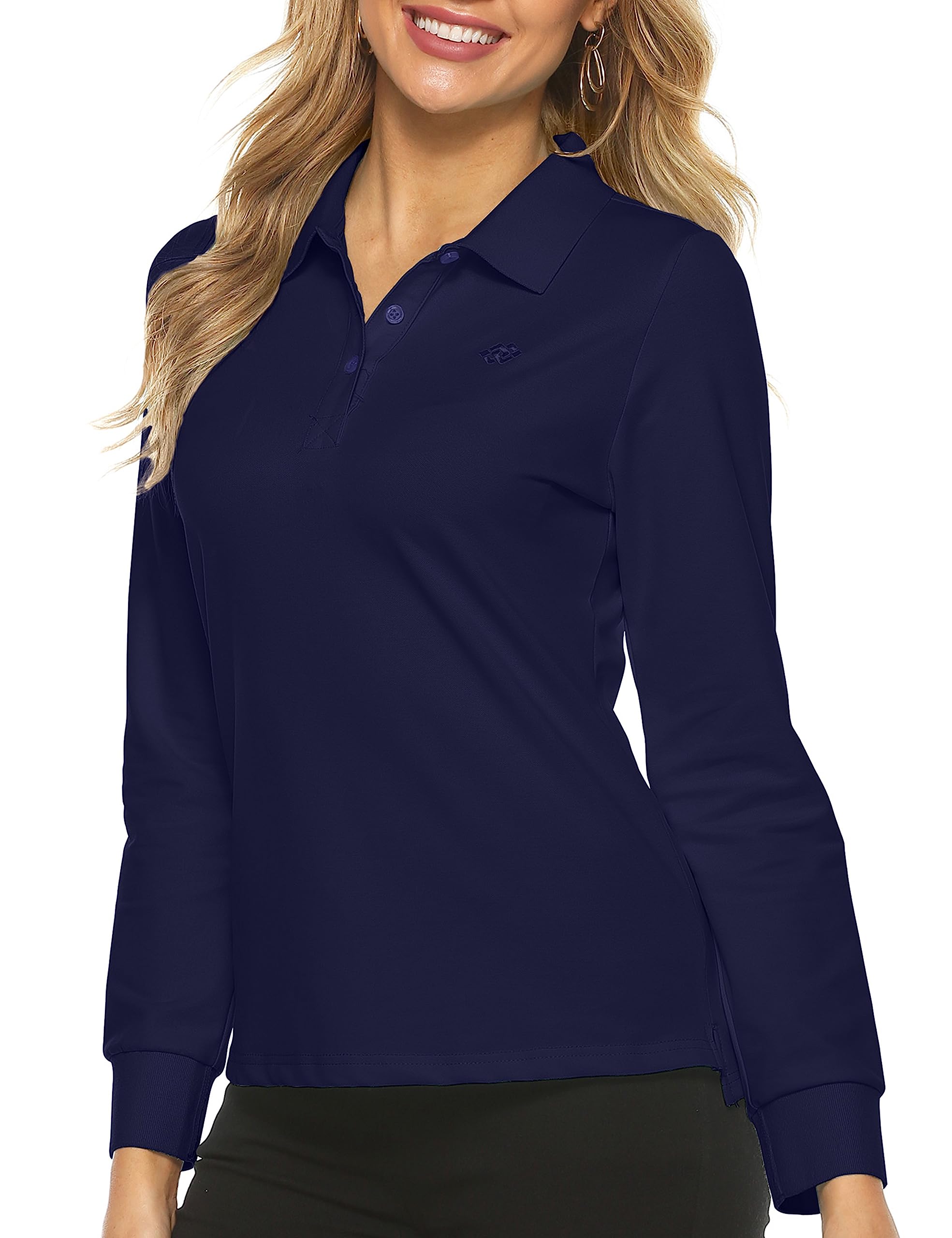 MoFiz Polo Femme Shirt Manches Longues Coton Sport Polo d'hiver Chaud Tennis Golf Tops
