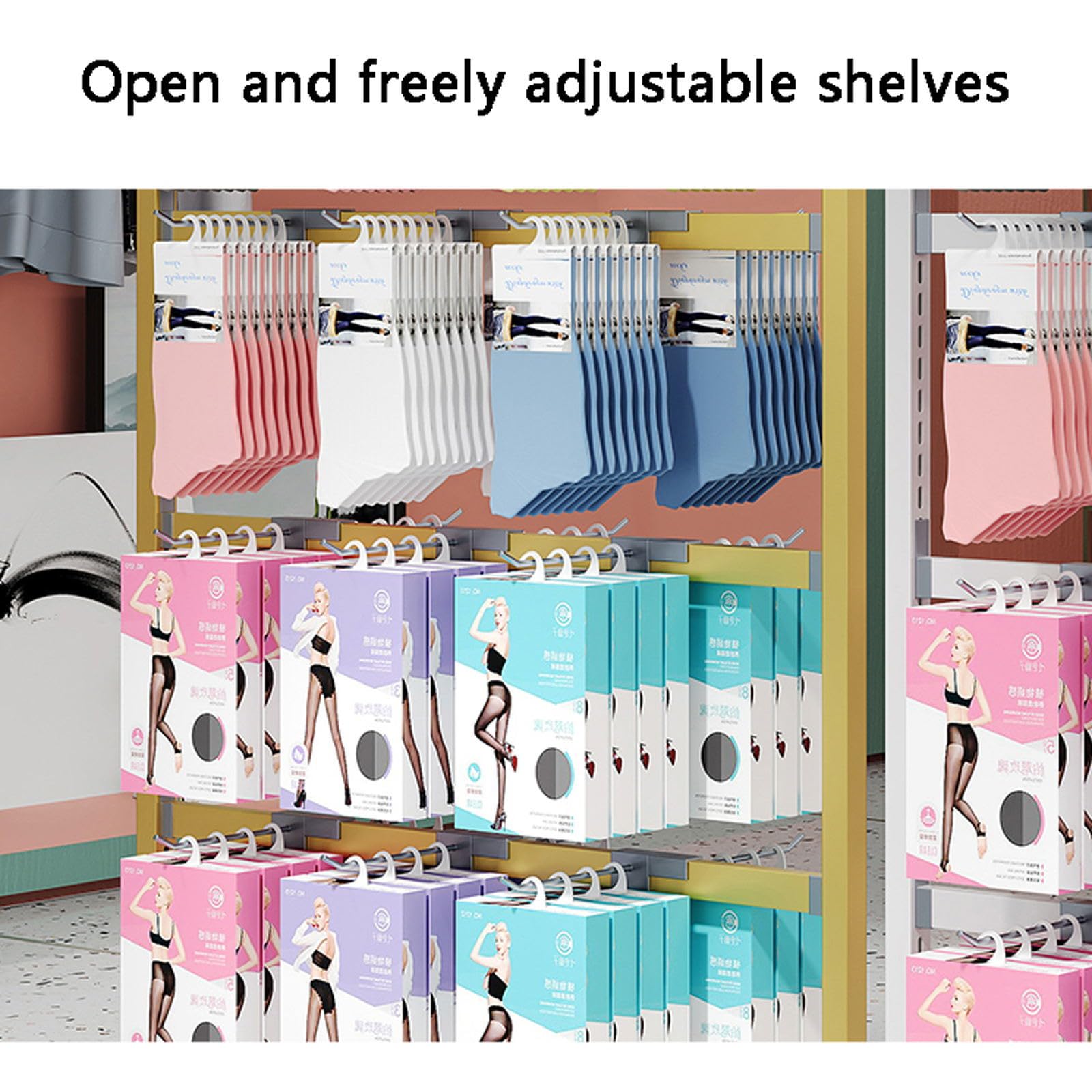 Skarpety ekspozycyjne Rack kute Iron Slippers Shelf Glove Display Stand Floor to Ceiling Double-Sided Height Adjustable Underwear Panty Rack