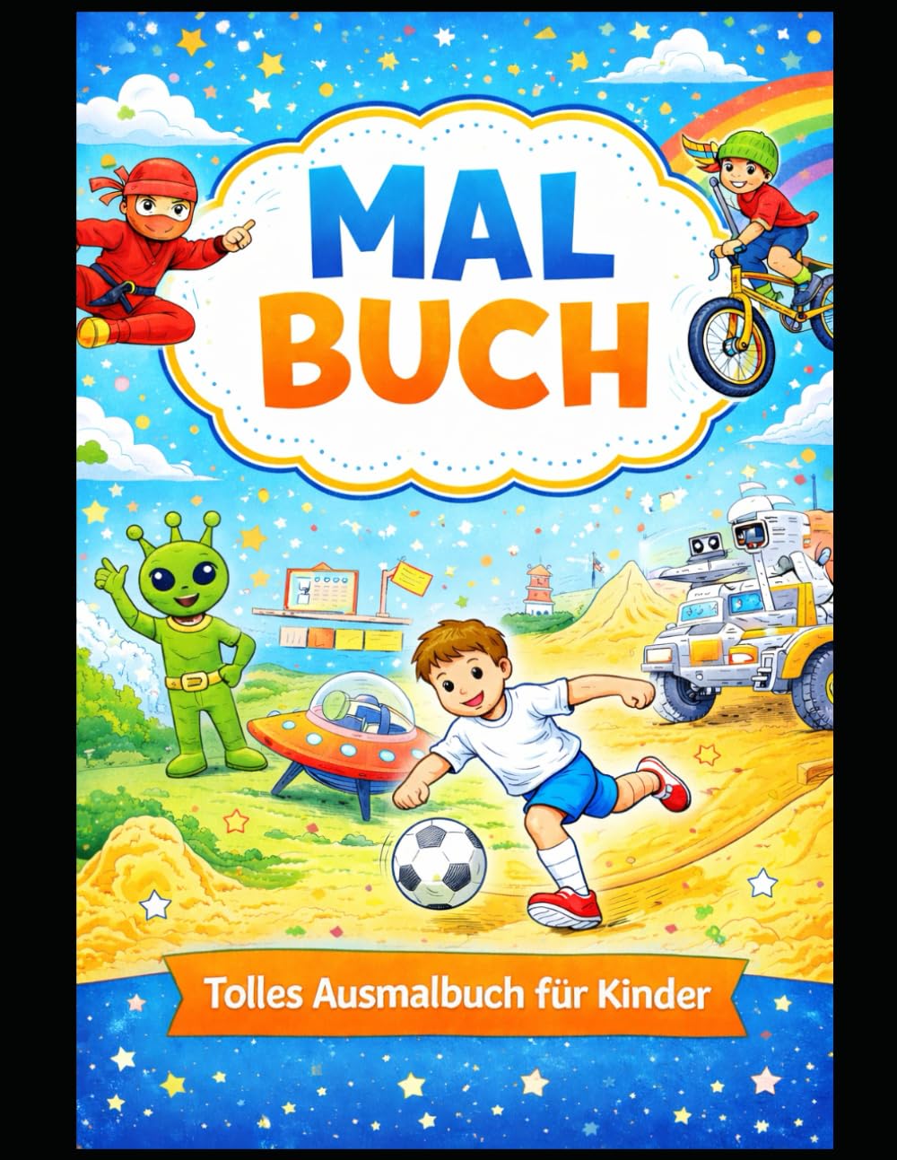 Das große Action-Ausmalbuch – Fahrzeuge, Dinos, Weltraum & Abenteuer: Über 30 spannende Motive mit Fahrzeugen, Dinosauriern, Sport, Ninja, Weltraum ... 8–10 Jahren (Supercoole Abenteuer-Malbücher)
