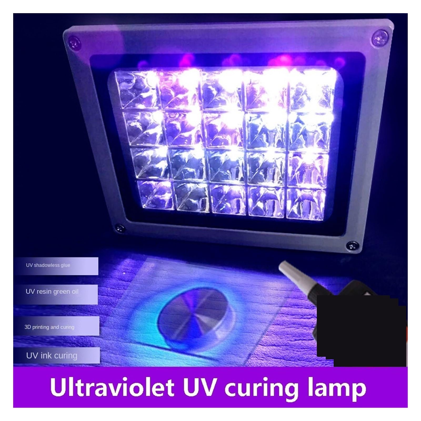 lámpara de curado UV, Lámpara Ultravioleta De Curado LED UV 50W, 100W, 405nm, 395nm, 365nm, For Impresora 3D SLA DLP, Reparación PCB Resina, Aceite Verde, Trabajo Hecho A Mano, DIY(395nm,100W)