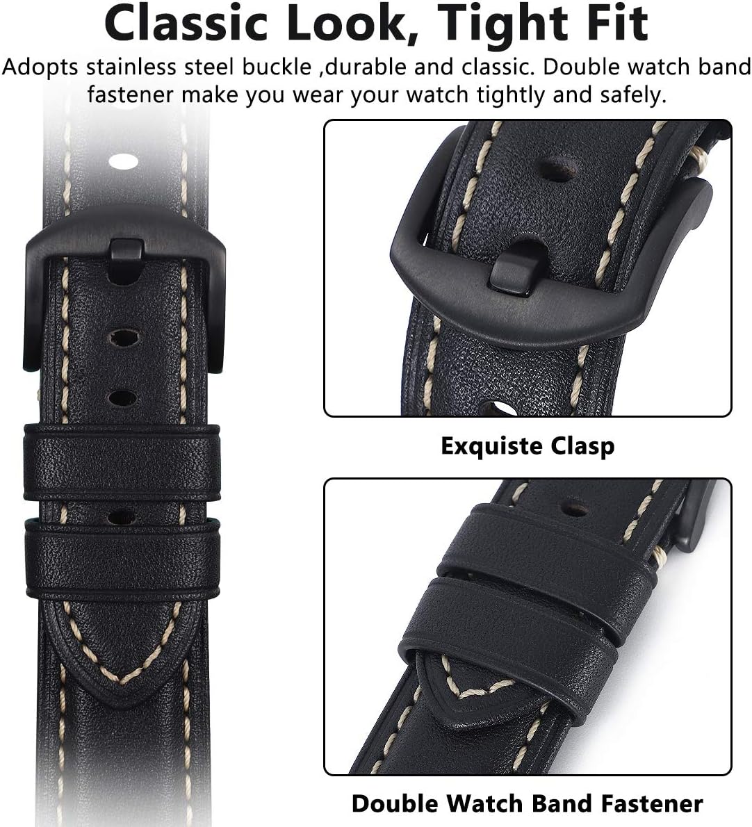 Compatible for Apple Watch ultra Band 42mm 44mm45mm49mm Men,Top Grain Leather Band Replacement Strap iWatch Series 10/9/8/7/ 6/5/ 4/3/ 2/1,SE,ultra2 - Image 3