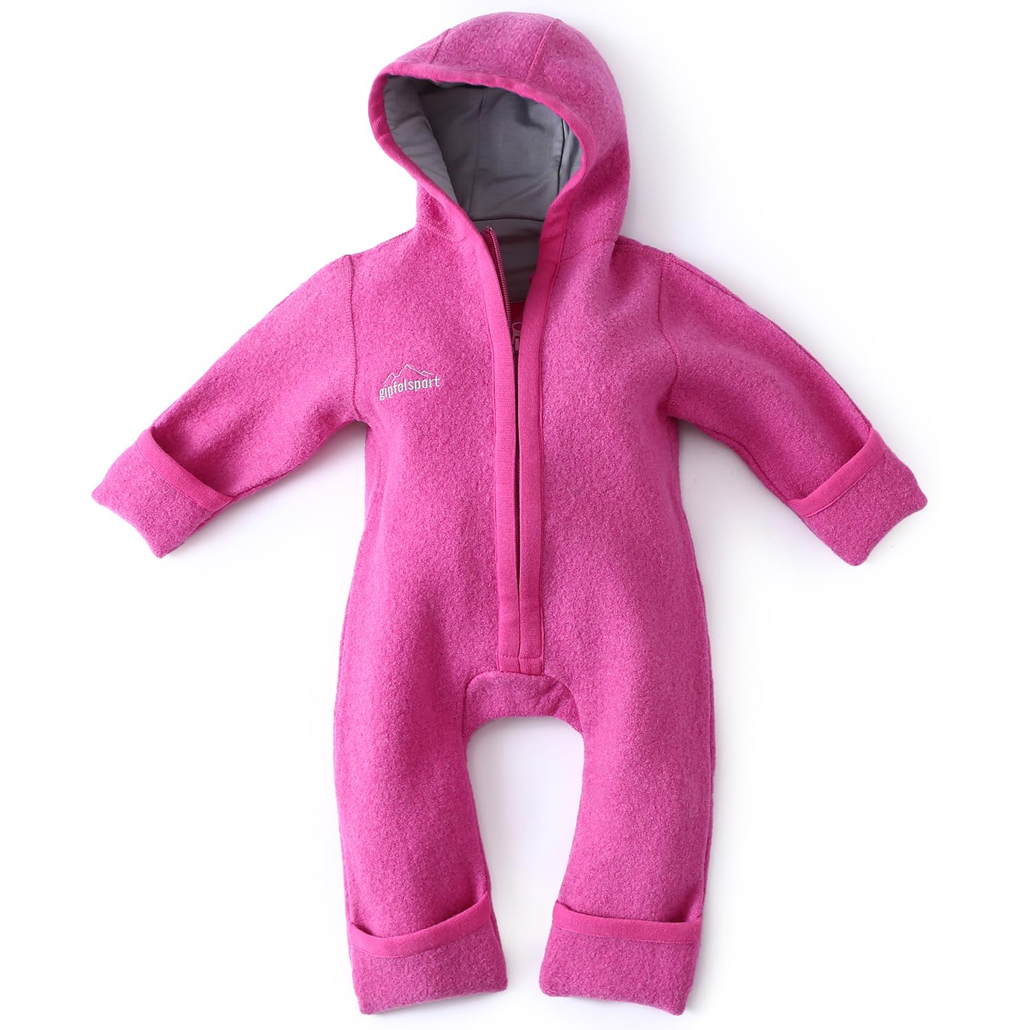 gipfelsport Wollwalk Overall Baby - Walkoverall mit Reißverschluss aus Natur Merino Wollfleece I Wollanzug, Wallwalkoverall aus Schurwolle für Kleinkinder, Babys