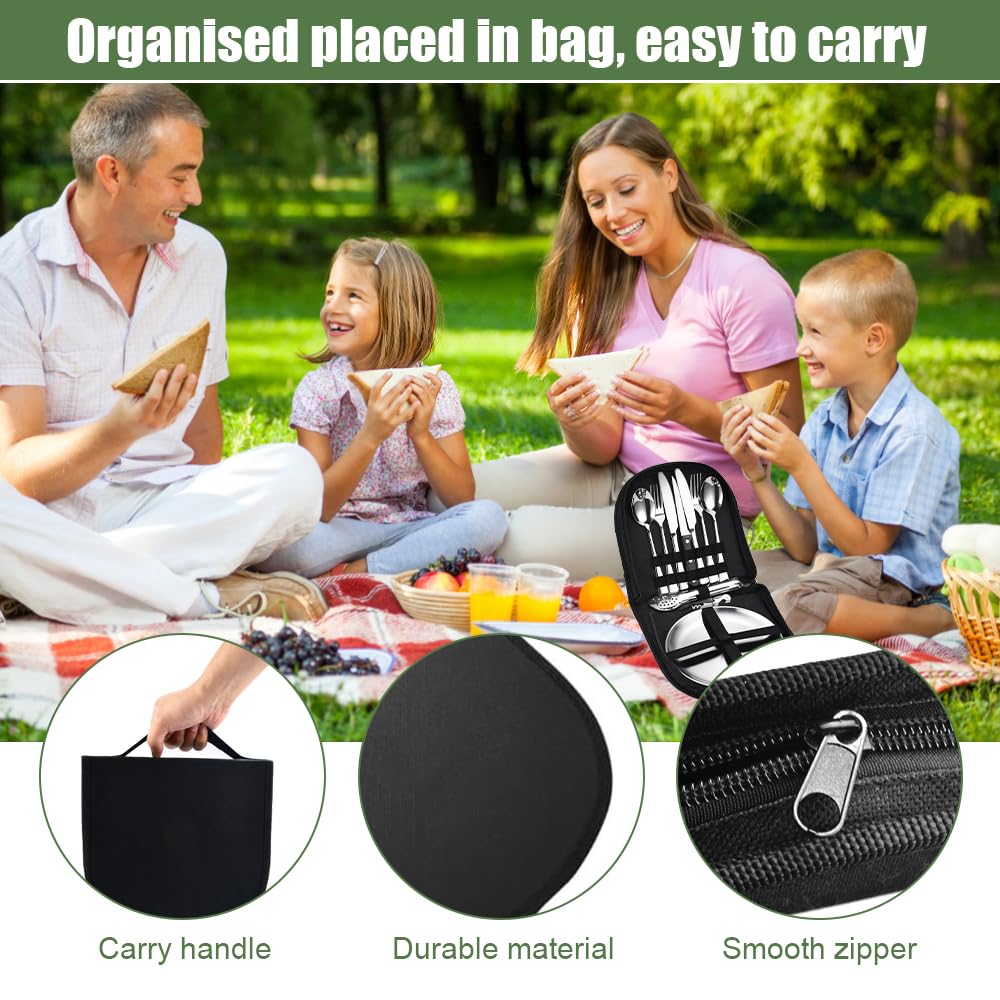 Posate Pieghevoli 5 In 1 Acciaio Inox - Per Campeggio, Viaggi, Picnic, Con Marsupio, 2 Pezzi - Foto 6