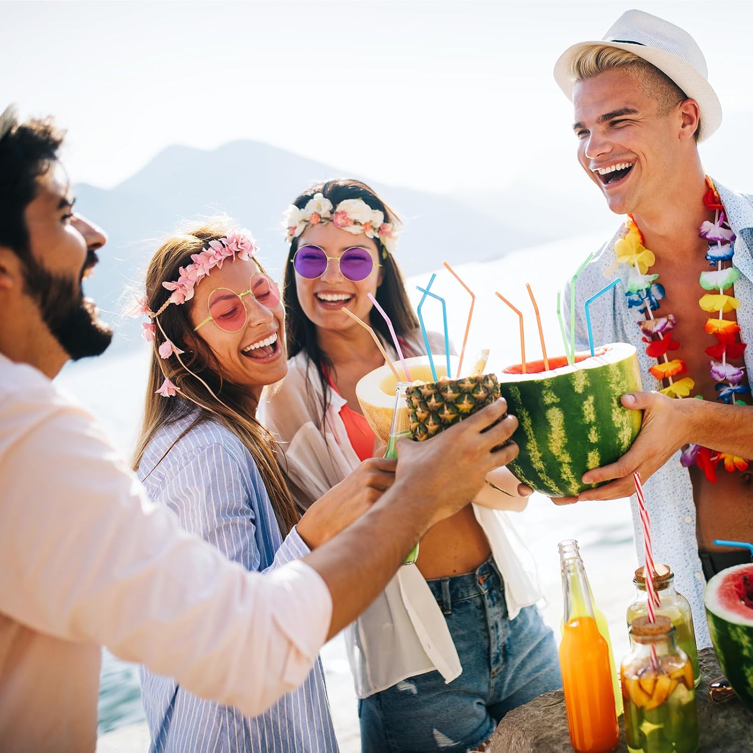 NEBURORA Round Hippie Sunglasses Metal Frame Colored Circle Glasses for Women Men 70s Retro Disco Party Accessory 4 image 5 of 6 B0D2TBL58L