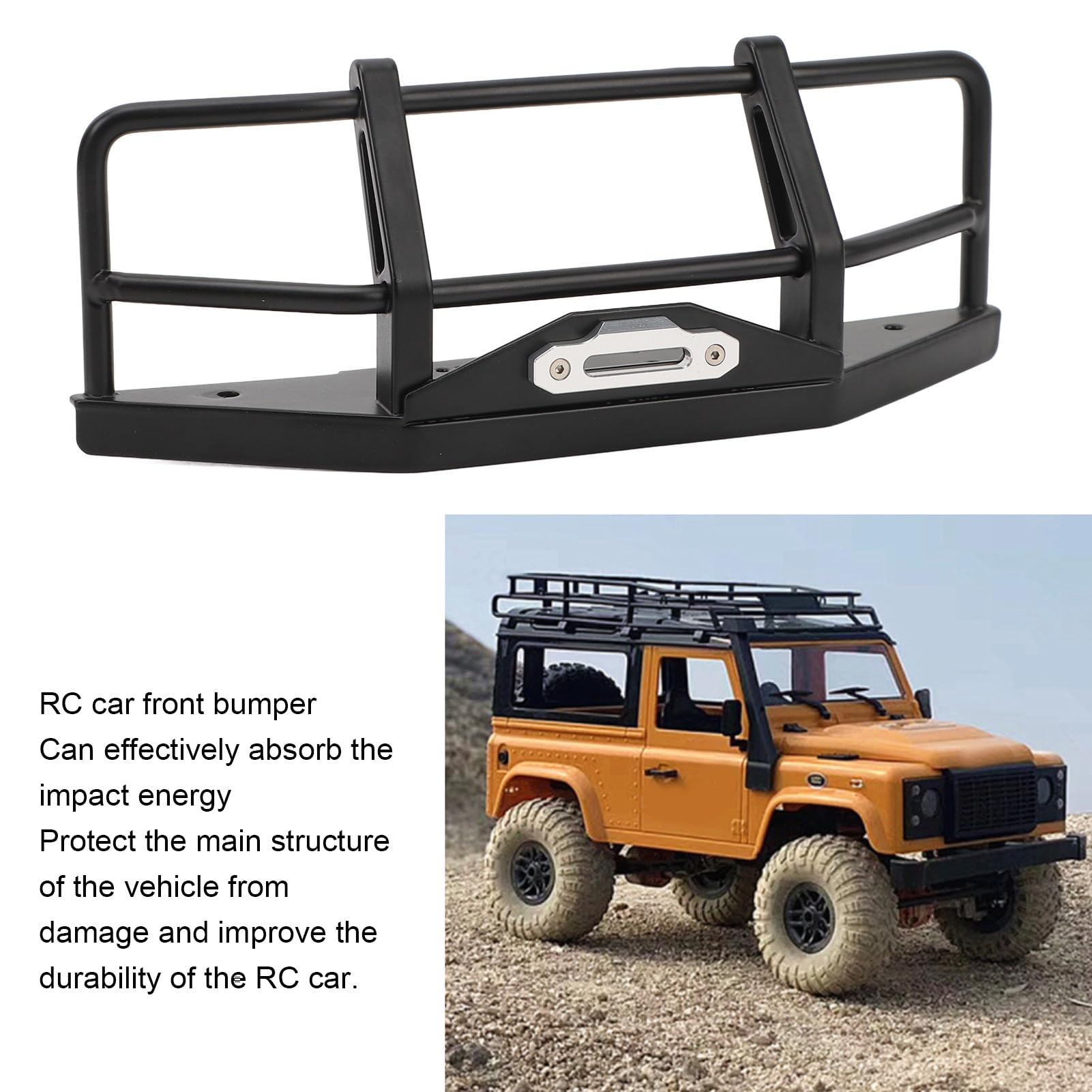 HERCHR Parachoques Delantero De Aleación De Aluminio Para Axial SCX10 II 1/10 RC Crawler – Resistente Y Ligero Con Medidas Exactas