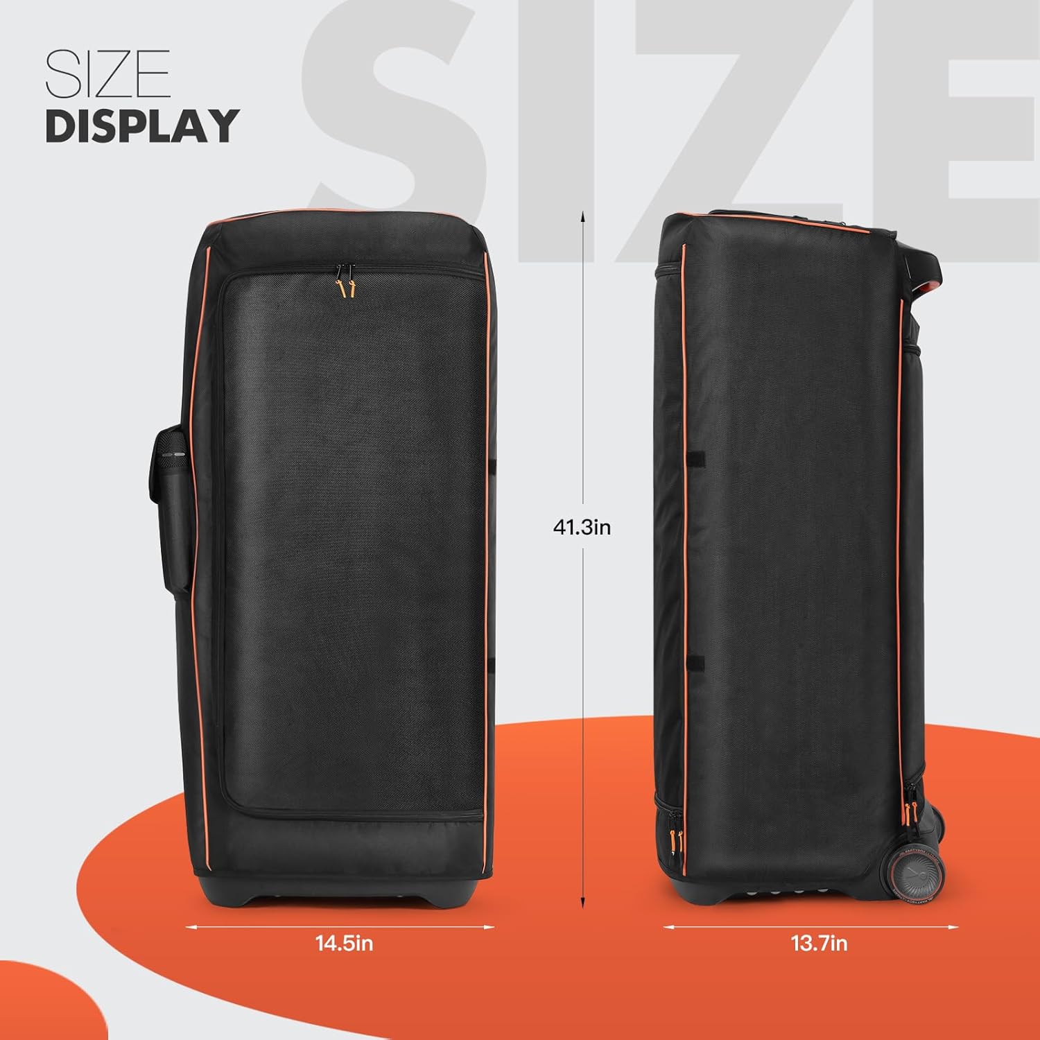 Speaker Case Compatible with JBL PartyBox Ultimate,Portable Speaker Dust Cover Storage Bag Fits for JBL PartyBox Ultimate for Outdoor Travel,Black+Orange,Cover Only(Without Wheels) - Image 2