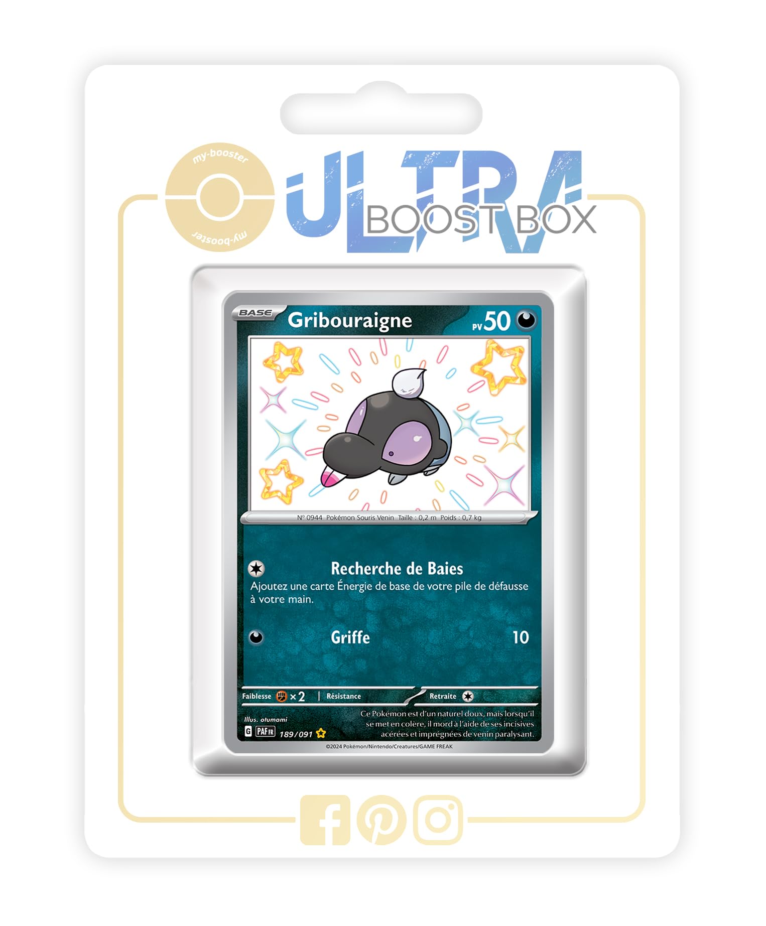 Gribouraigne (Shroodle) 189/091 Shiny - 4.5 - Destinées de Paldea Box of 10 Pokemon French Cards