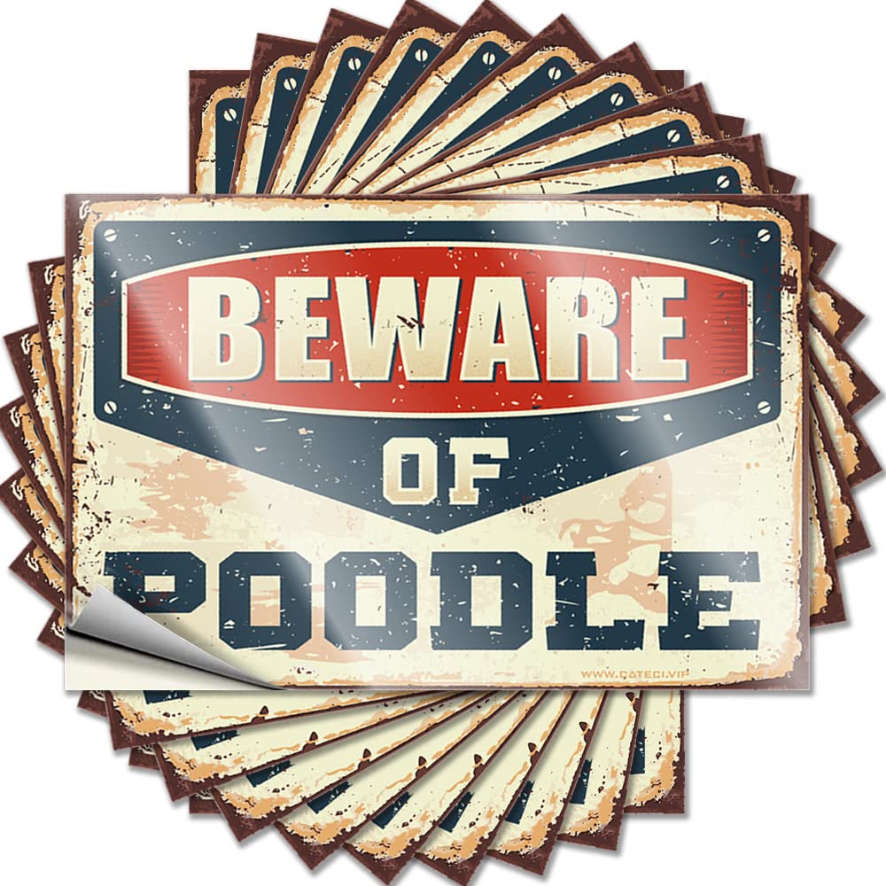 Beware of Poodle Funky Funny Garden Decor - Decal Hard Removable Vinyl Decal(6X9CM)