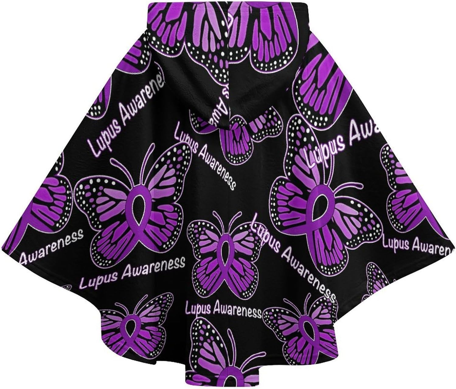 Lupus Awareness Butterfly Wearable Blanket with Hooded Flannel Blankets Cape with Pocket
