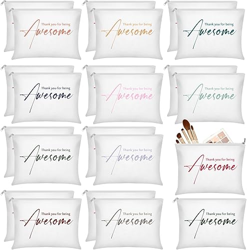 Buryeah 24 bolsas de agradecimiento para mujeres, bolsas de agradecimiento para mujeres, bolsas de cosméticos con texto en inglés "Thank You for