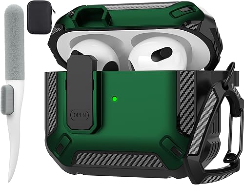 Vista 19 de Maxjoy Funda para AirPods 4 con cerradura, funda para AirPods de 4ª generación con kit de limpieza, a prueba de golpes, funda protectora para Azul