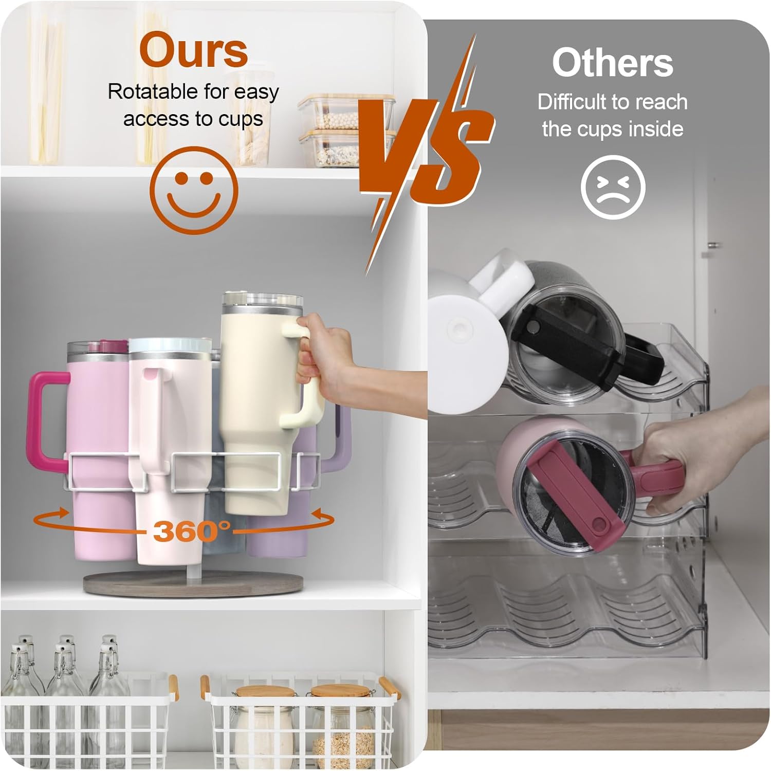 Water Bottle Organizer for Stanley 40 oz, Rotating Stanley Cup Organizer Holder, Tumbler Organizer Holder, Stanley Cup Accessories, 13.2 * 11 * 7.75in, Grey - Image 6