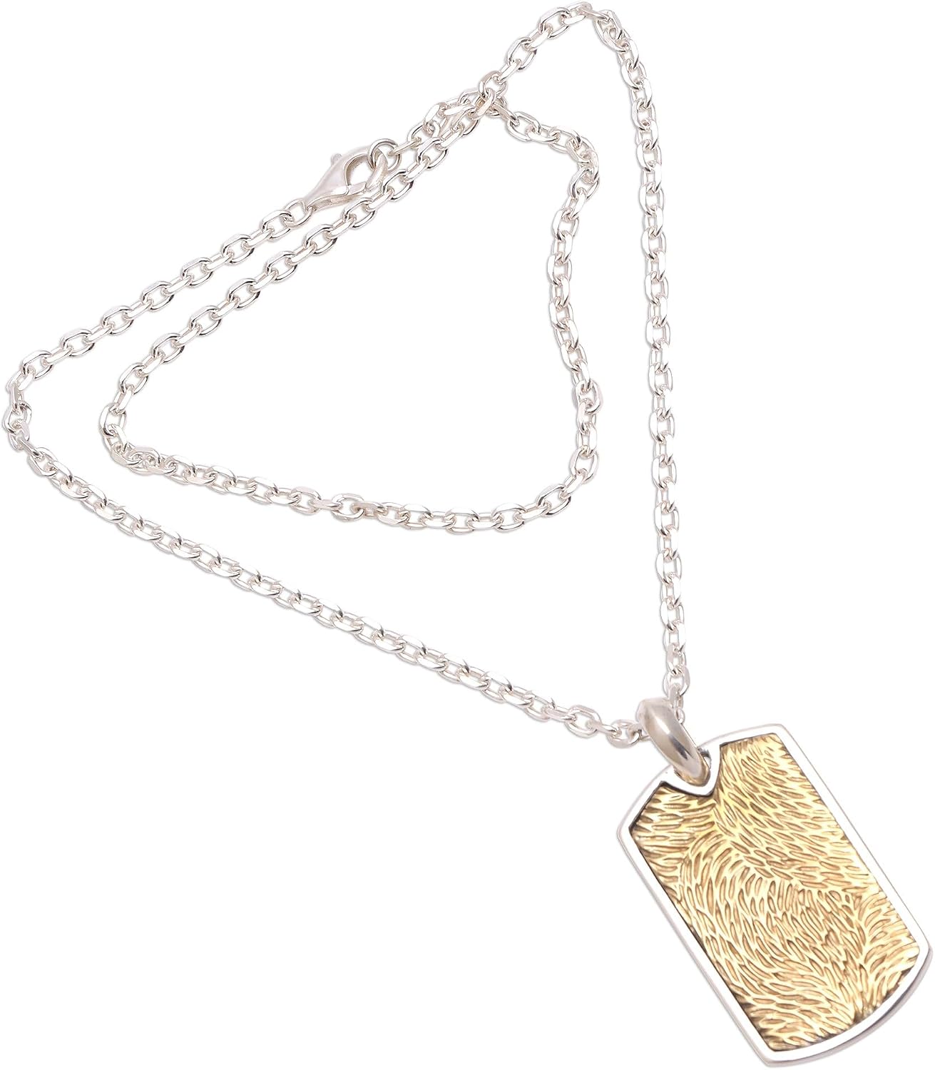 NOVICA No Stone .925 Sterling Silver Men's Pendant Necklace 'Golden Fur'