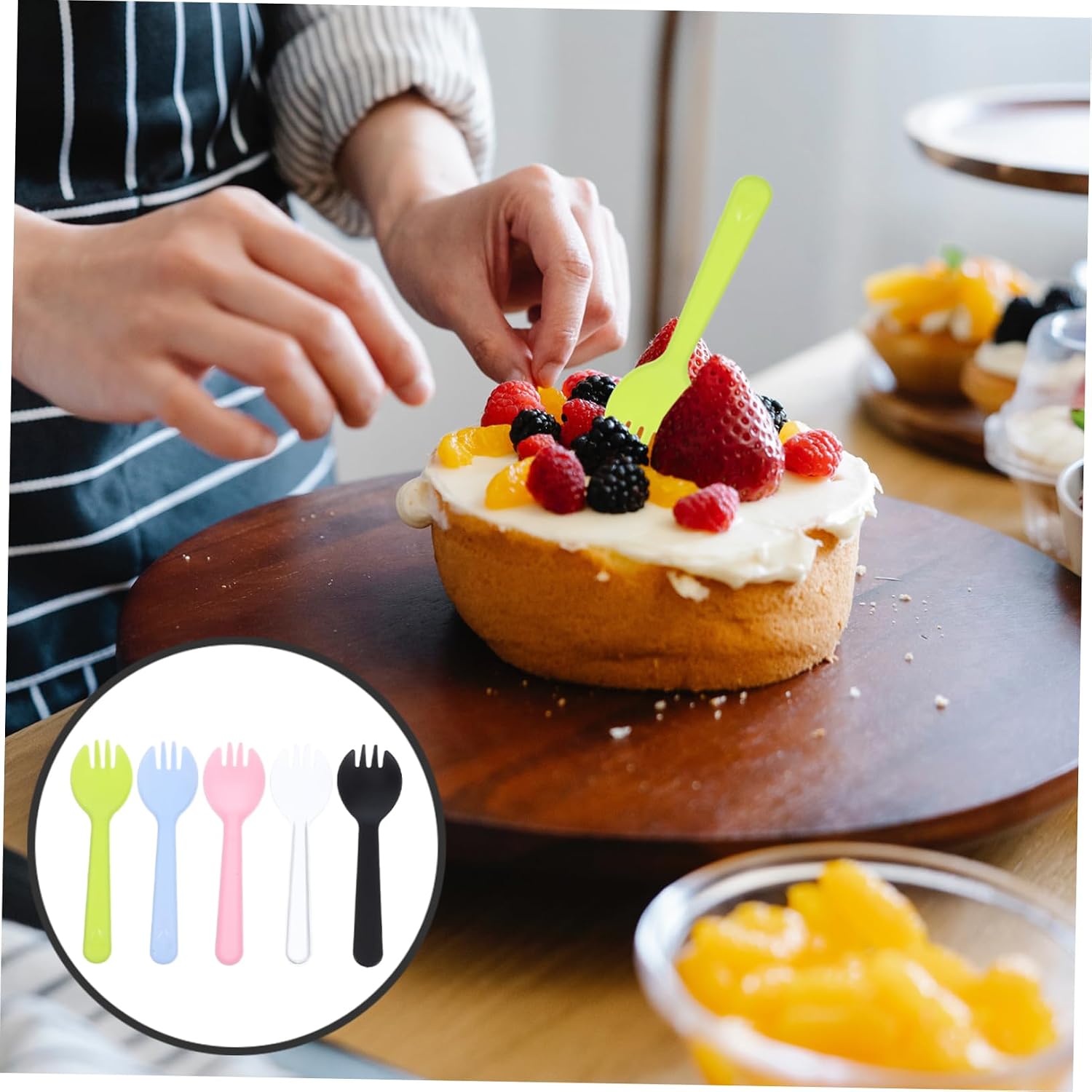 100pcs Mini Plastic Sporks Dessert Spoons for Cake Ice Pudding Appetizer Hotel/restaurant/party/picnic Utensils