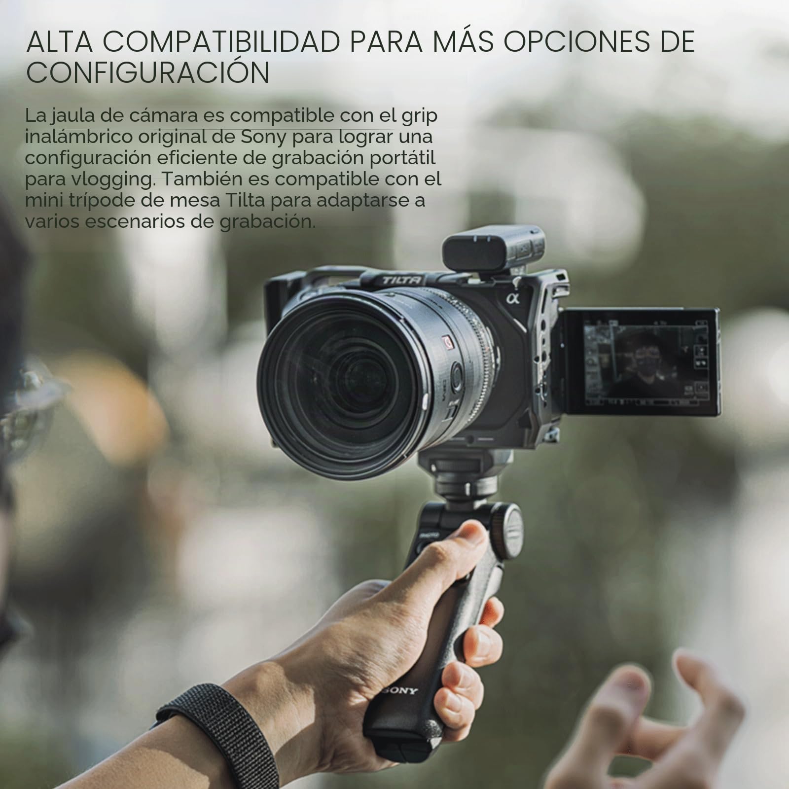 Tilta Jaula ZV-E1, jaula completa para cámara compatible con Sony ZV-E1 con mango integrado, alta compatibilidad y ligereza, color negro TA-T35-FCC-B