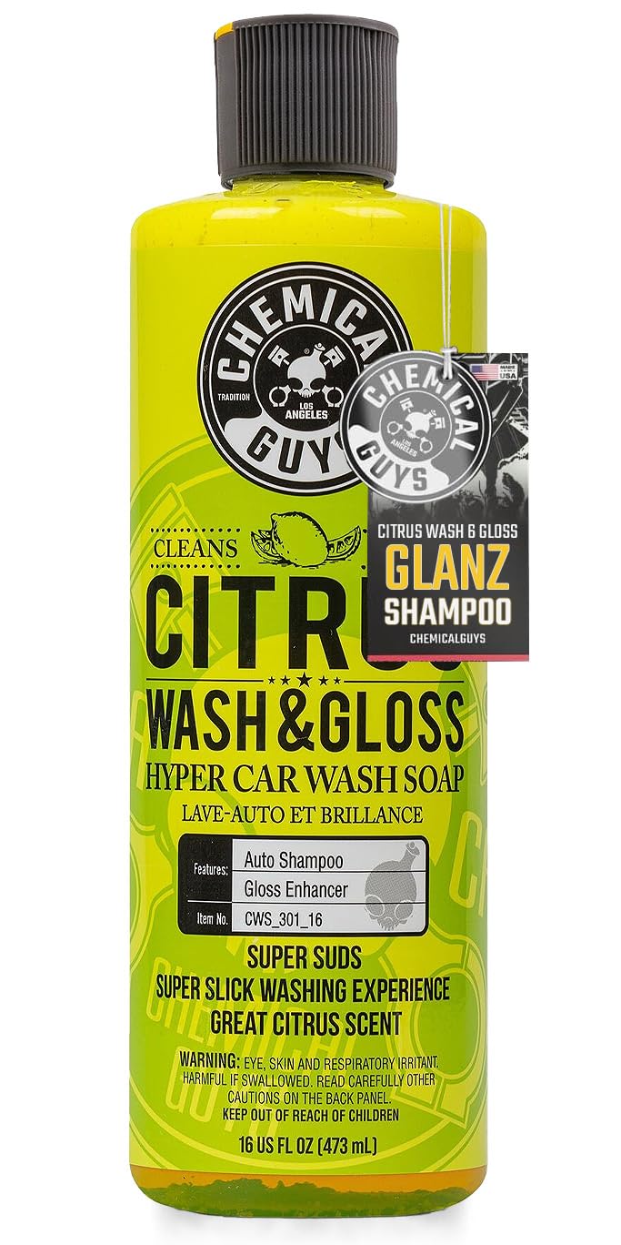 Chemical Guys Citrus Wash & Gloss Foaming Car Wash Soap (Works with Foam Cannons, Foam Guns or Bucket Washes) Safe for Cars, Trucks, Motorcycles, RVs & More, 473 ml, Citrus Scent
