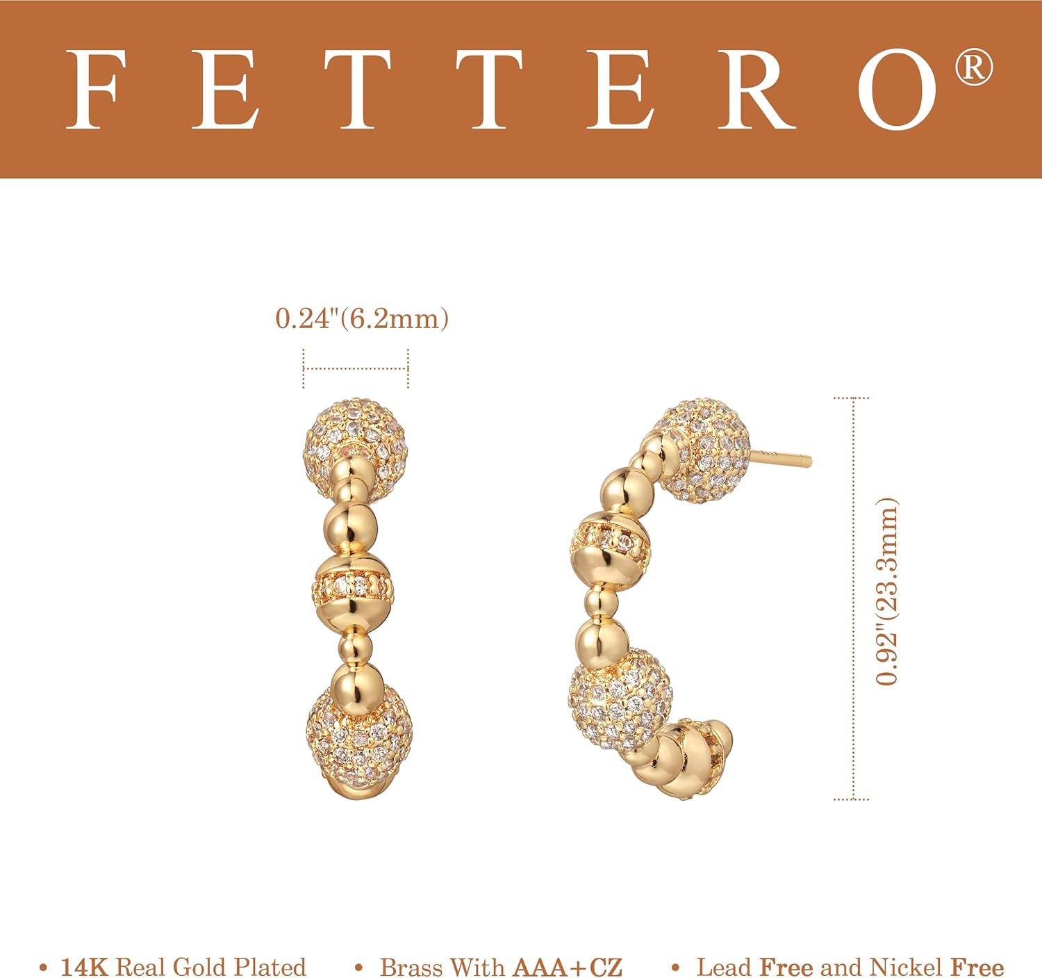 FETTERO Gold Hoop Earrings for Women - 14K Gold Plated Bold Statement Hoops 925 Sterling Silver Post Lightweight Chunky Gold Earrings - Image 6