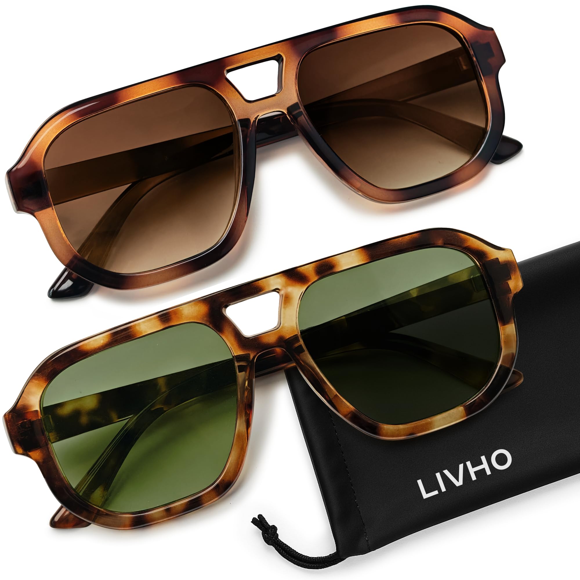 livho Trendy Polarized Square Aviator Sunglasses Women Men Square Eyewear Frame, Retro Sun Glasses for Women Men 2025 Shades
