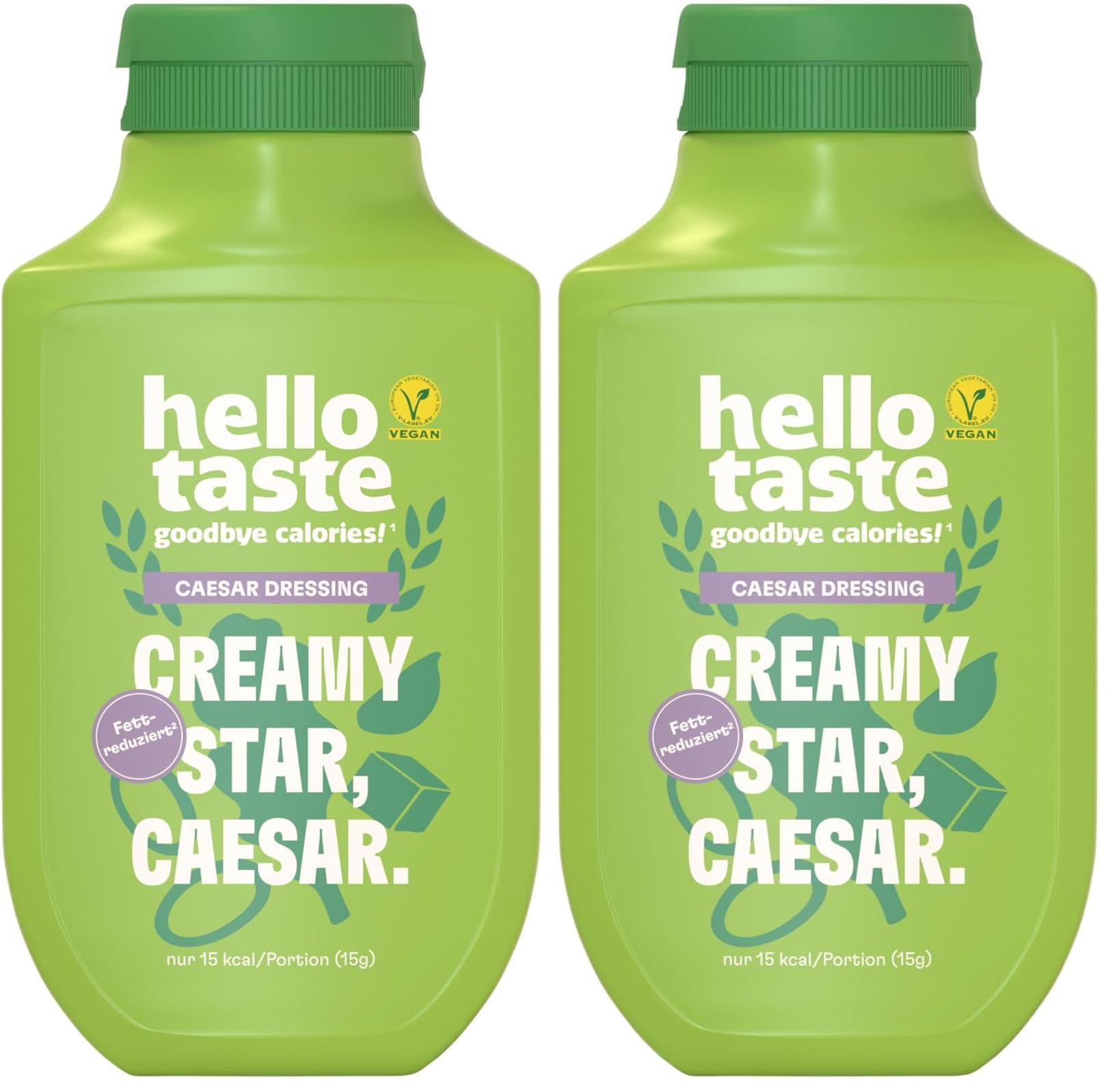 hellotaste Caesar Dressing 300ml - kalorienreduziert, ohne Zuckerzusatz & voller Geschmack | Für Gerichte, zum Grillen uvm. | Vegan, aspartamfrei, laktosefrei| 1 x 300ml (Packung mit 2)