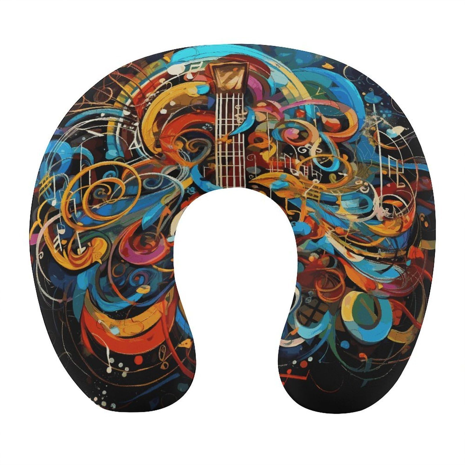 FekiLoot Music Series Travel Pillow,U Shaped Office Napping Pillow Support Neck and Head Comfortable Travel Neck Pillow U Shape Sleeping Essentials for Long Haul Flights
