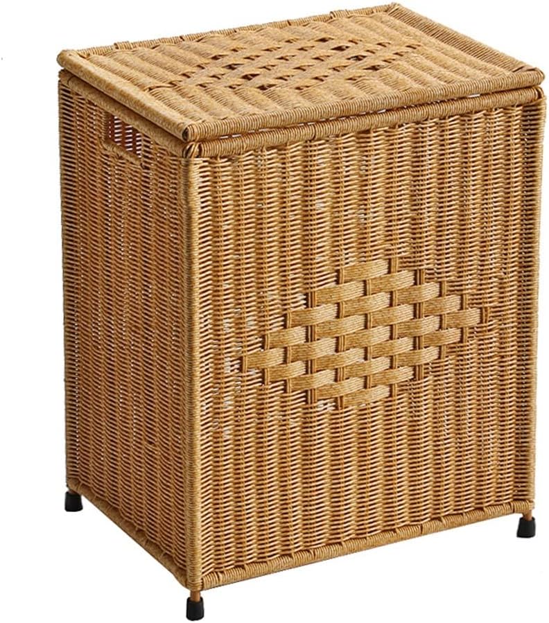 Dirty Clothes Basket Imitation Rattan Dirty Clothes Basket Hotel Bathroom Laundry Basket Dirty Clothes Storage Basket (40 * 30 * 51cm)
