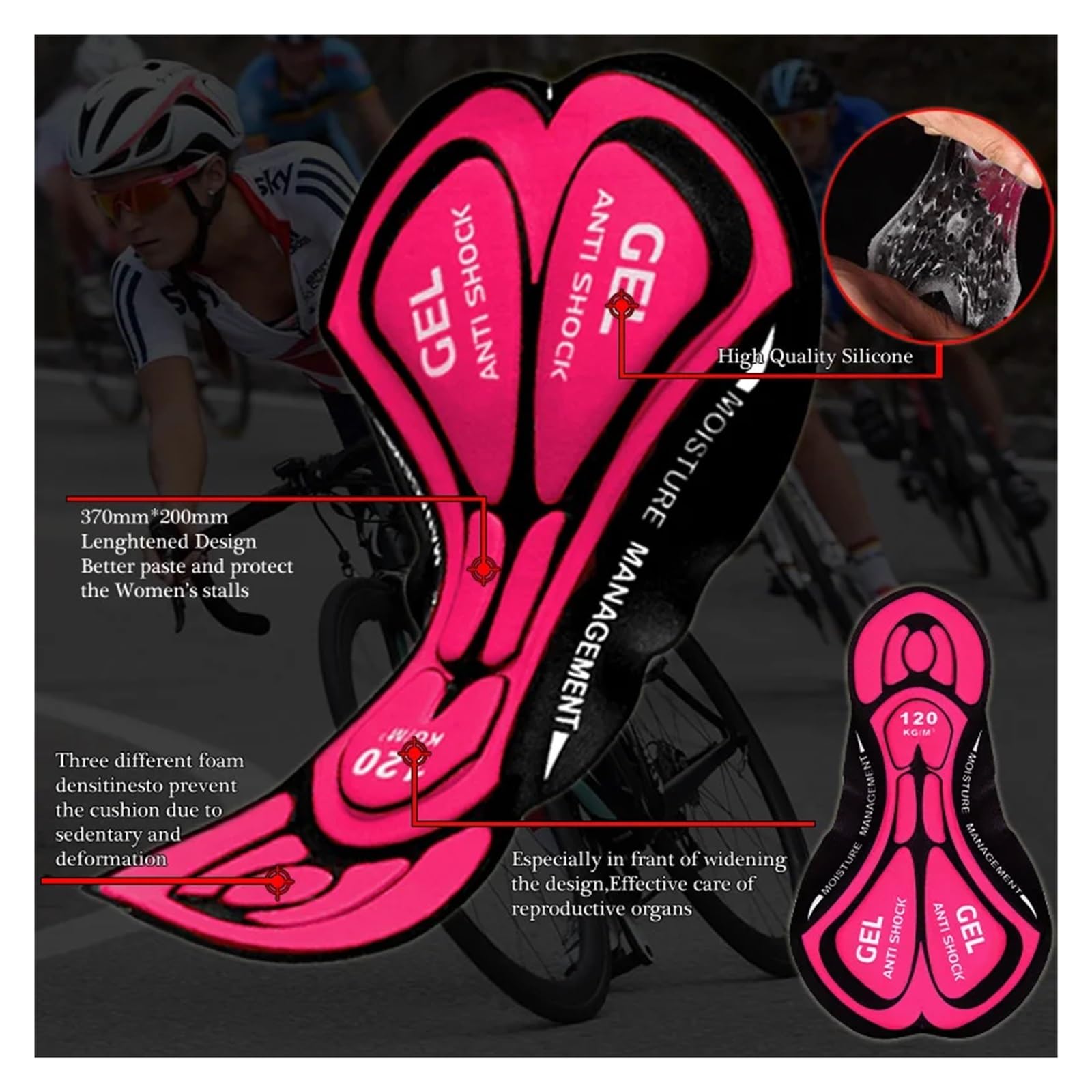 Culotte Ciclismo Hombre Pantalones Cortos de Ciclismo for Mujer, Pantalones Acolchados con Gel 5D for Bicicleta montaña, superelásticos a Prueba Golpes for y Carretera