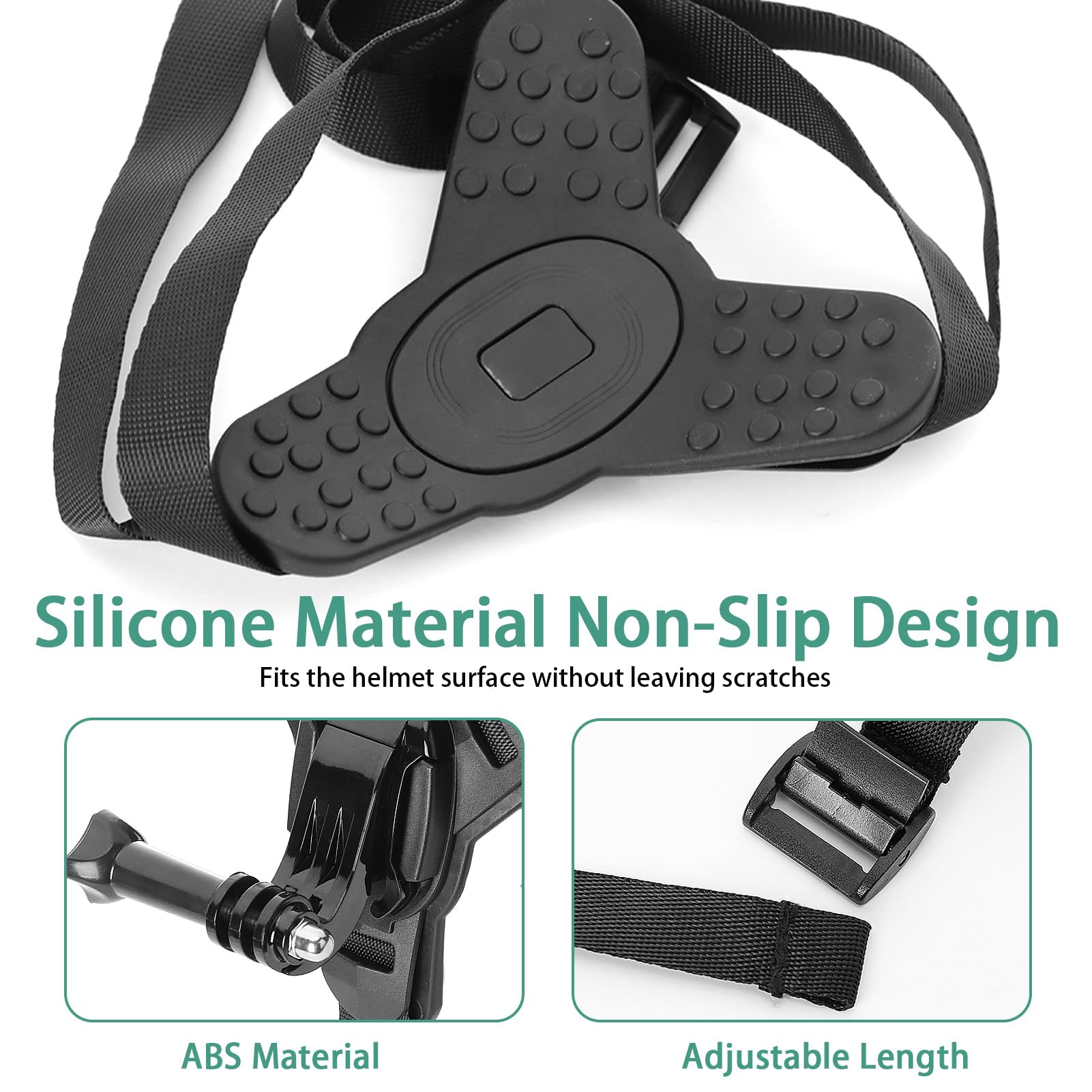 Support de Menton Casque de Moto pour GoPro Hero13 12 11 10 9 8 7, DJI Osmo Action 5 Pro Action 4, Insta360 One R, Silicone Antidérapant avec Vis