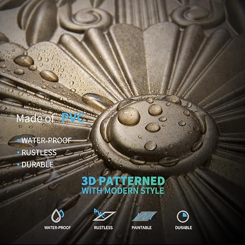 Miniatura 5 de Art3d Azulejos decorativos de techo de 2 x 2 pulgadas, con pegamento, para colocar en el techo, 24 x 24 pulgadas, paquete de 12 unidades, diseño