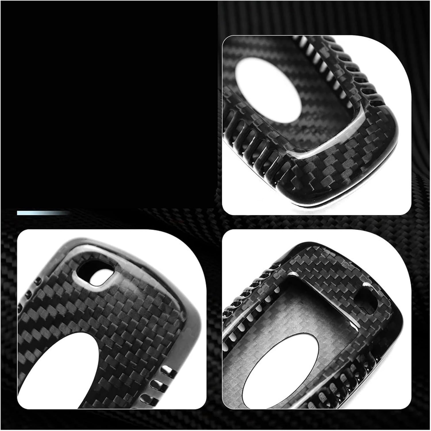 Dry CarbonFiber Car Key Case Compatible With Ford Mustang 2021 2022 2023 2024 5 Buttons Smark Key Cover Shell Accessories Car-styling
