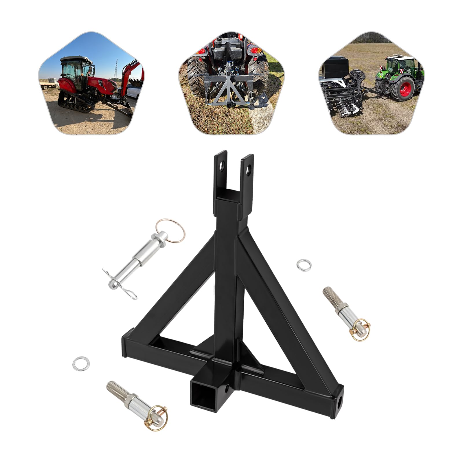3 puntos de enganche de remolque de 2 pulgadas Trailer Hitch Tractor Zugmaul Acero 19in Heavy Duty acoplamiento de tres puntos de remolque agrícola