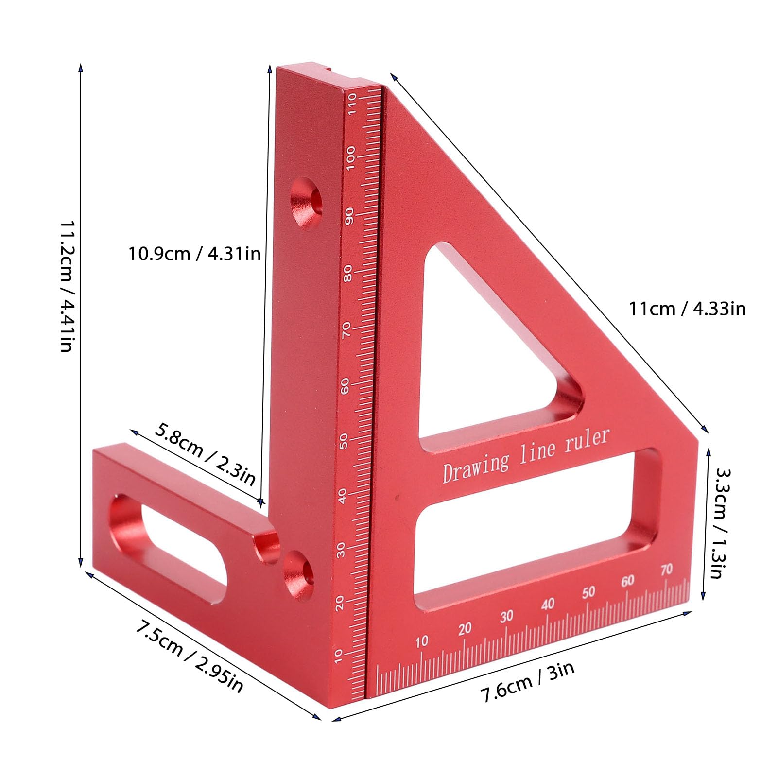 Équerre de Mesure Multi-Angles 3D 45°/90° en Alliage d'aluminium pour Le Travail du Bois, rapporteur, Triangle à onglets