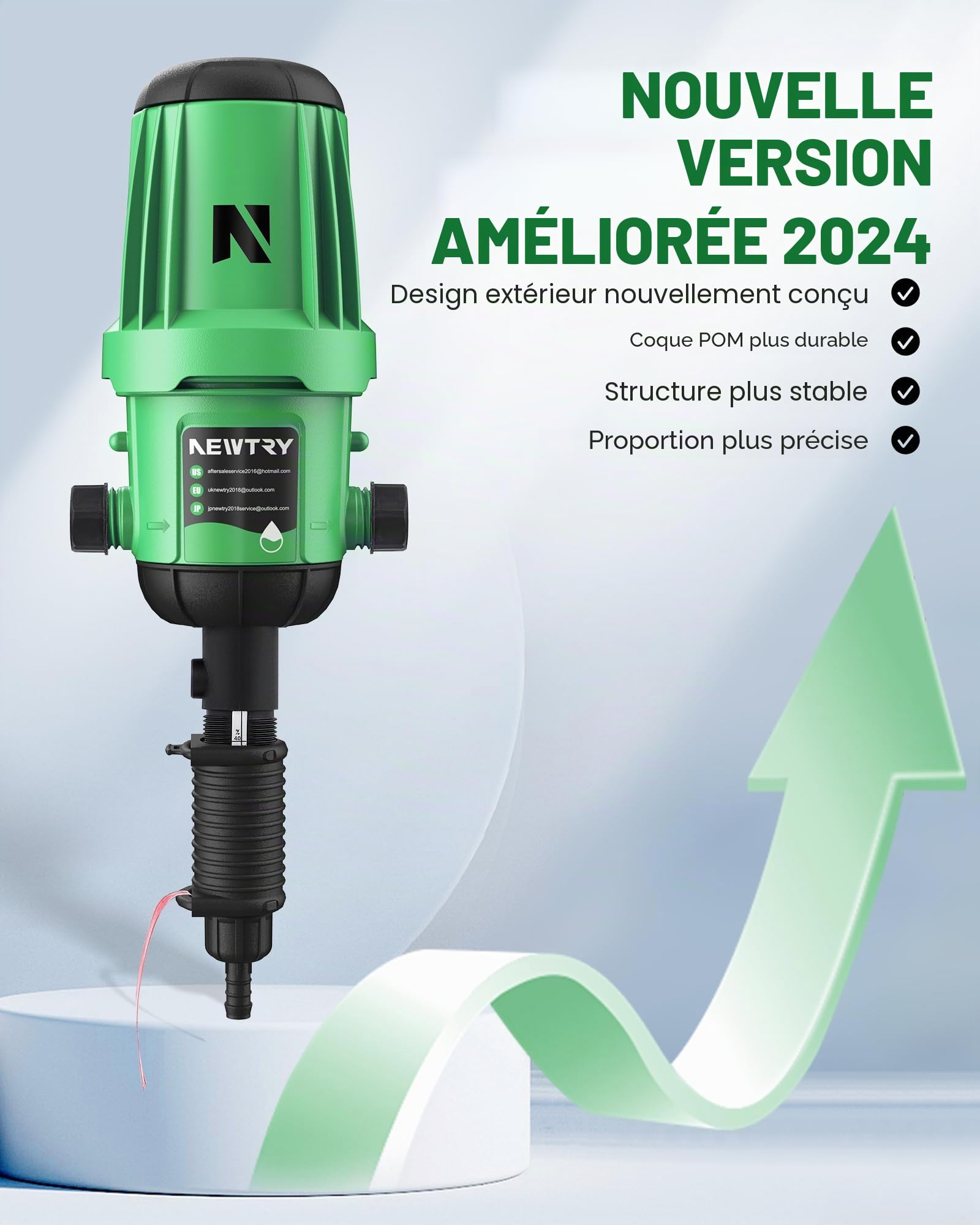 NEWTRY Pompe doseuse Injecteur d'engrais goutte à goutte, réglable de 0,2 à 2%, doseur de liquide raccord standard universel de 3/4" pour jardin, irrigation et système hydroponique, ferme