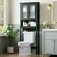 Vista 11 de Armario de Almacenamiento Sobre el Inodoro, Organizador de Baño Sobre el Inodoro con Puertas y Estante Ajustable, Marco Reforzado Armario
