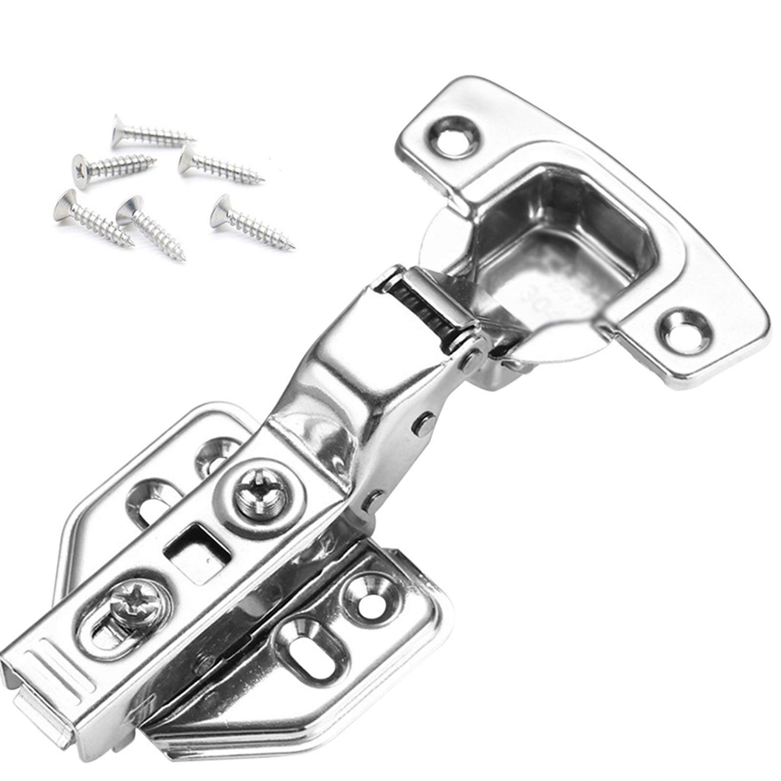 AUNANGLJSCS 2pcs Hinges Stainless Steel Cabinet Door Overlay Face Frame Hardware with Installation Screws Four-Hole Mounting Plate(Full Overlay)