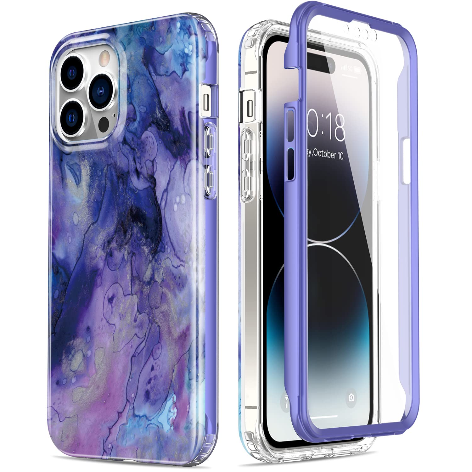 Esdot for iPhone 14 Pro Case with Built-in Screen Protector,Military Grade Rugged Cover with Fashionable Designs for Women Girls,Protective Phone Case