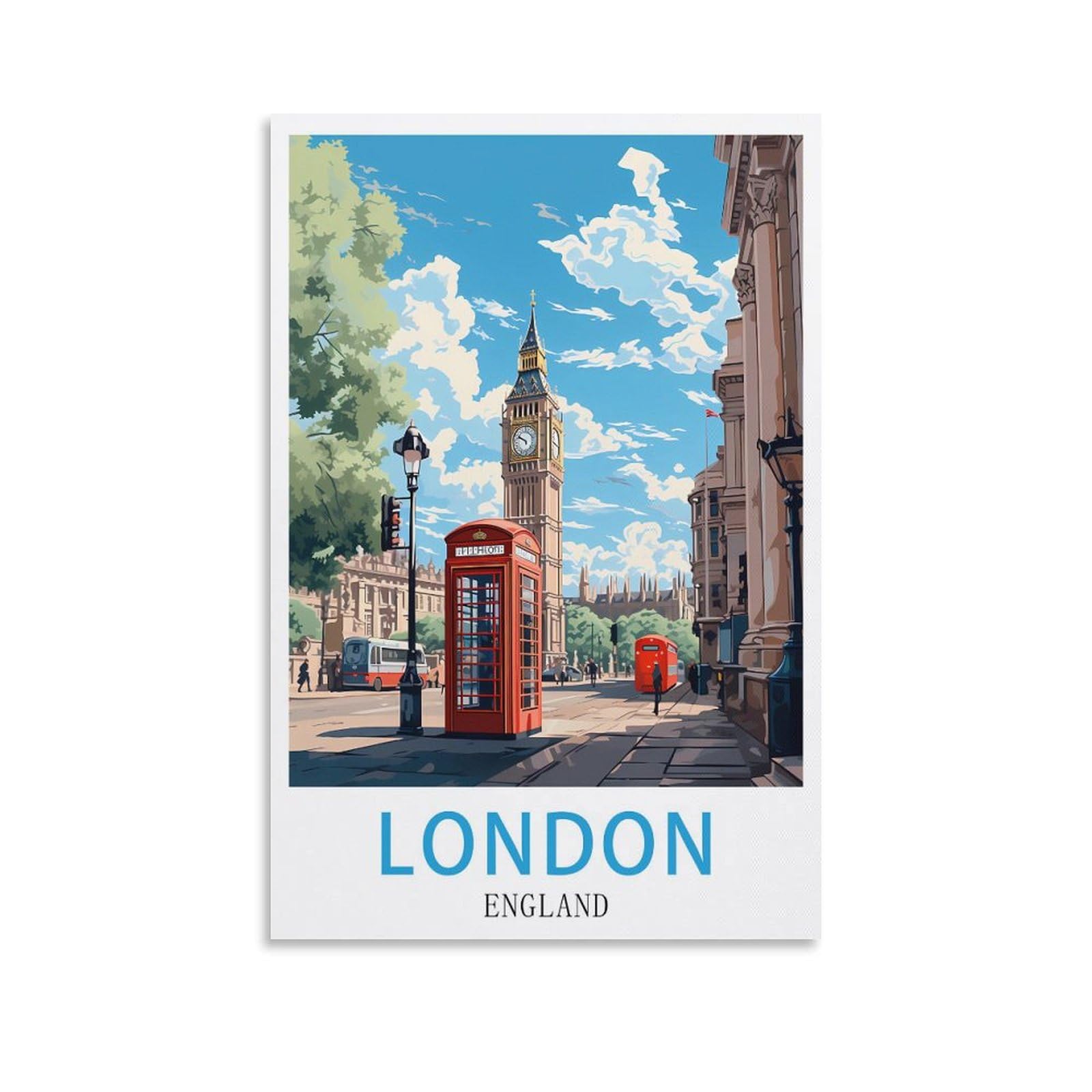 Fuudang Unframe-Style London England Vintage Travel Posters 12X18inch(30X45cm) Canvas Art Poster And Wall Art Picture Print Modern Family Bedroom Decor Posters