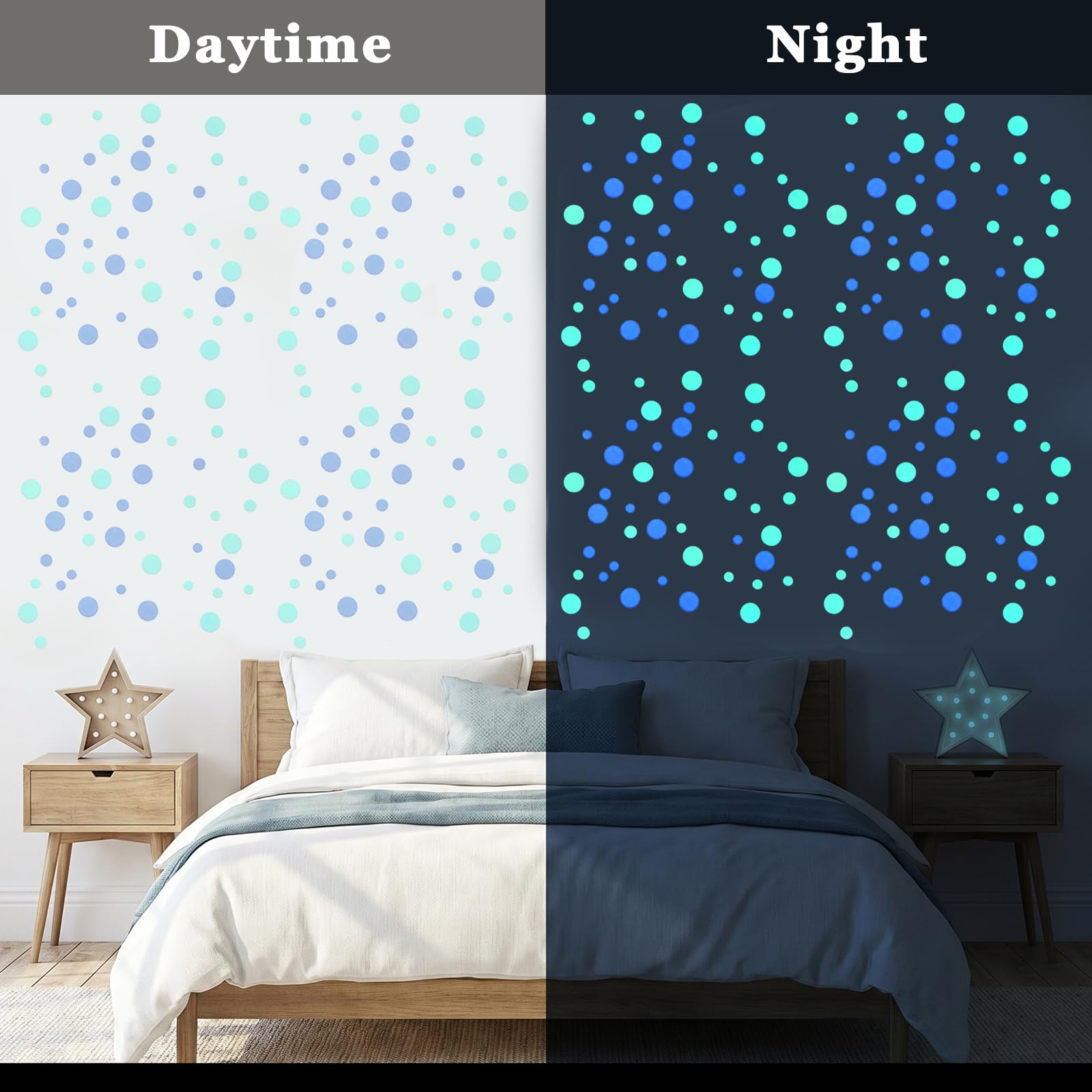 4 Blatt autocollants muraux phosphorescents, autocollants phosphorescents, autocollants de plafond, autocollants muraux pour décoration de chambre, plafond, mur