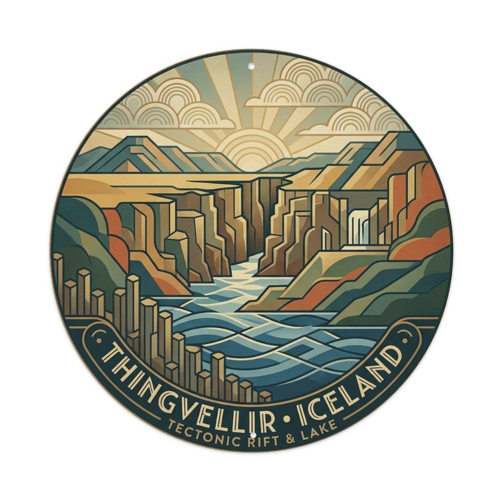 Fqnyr Style Metal Tin Sign Vintage Travel Thingvellir Iceland Rift