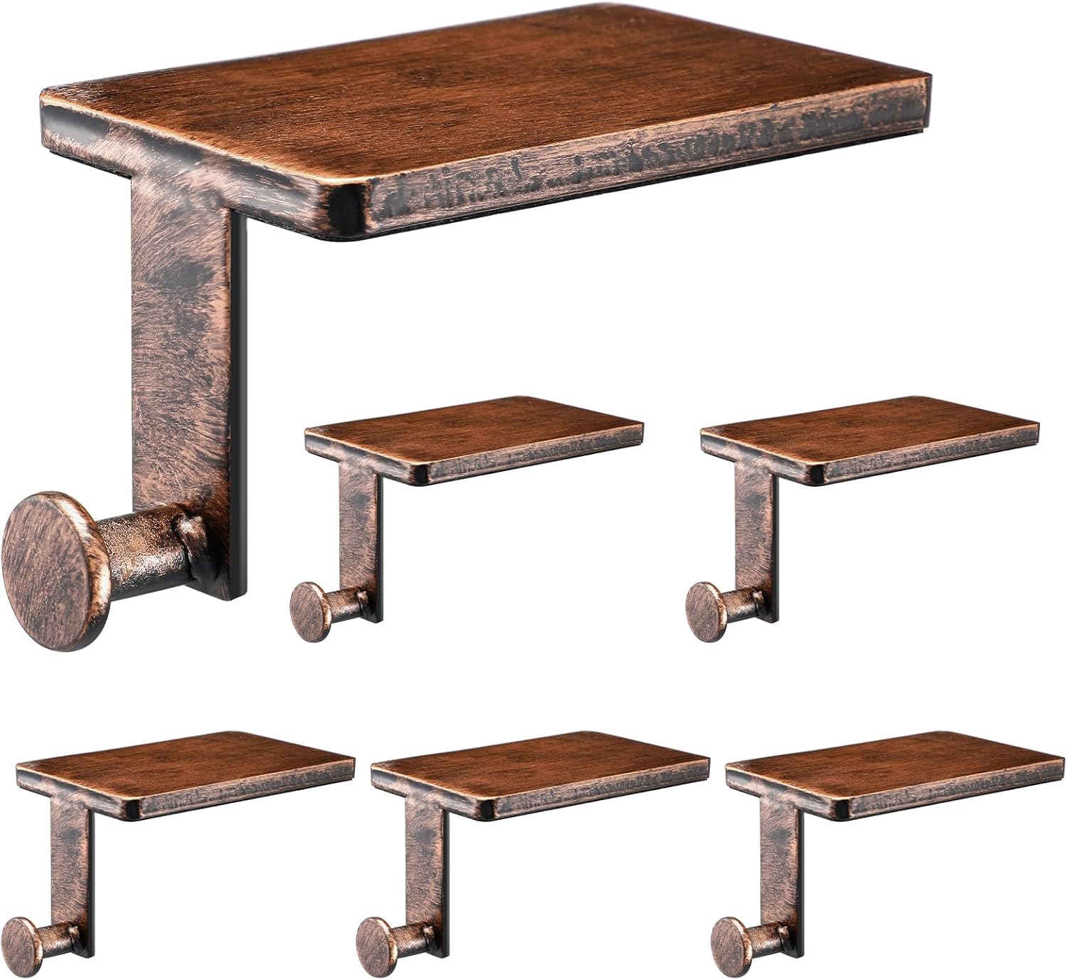 Landhoow 6 Pcs Christmas Stocking Holders Mantel Hangers Heavy Duty Xmas Hooks for Mantle Wrought Iron Stocking Holder with Protective Pad for Fireplace Home Shelf (Vintage Bronze)