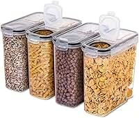 House Organizer Kit 4 Potes Herméticos com Travas para Cereais, Grãos, Ração, Multiuso, Capacidade 2500ml por Pote