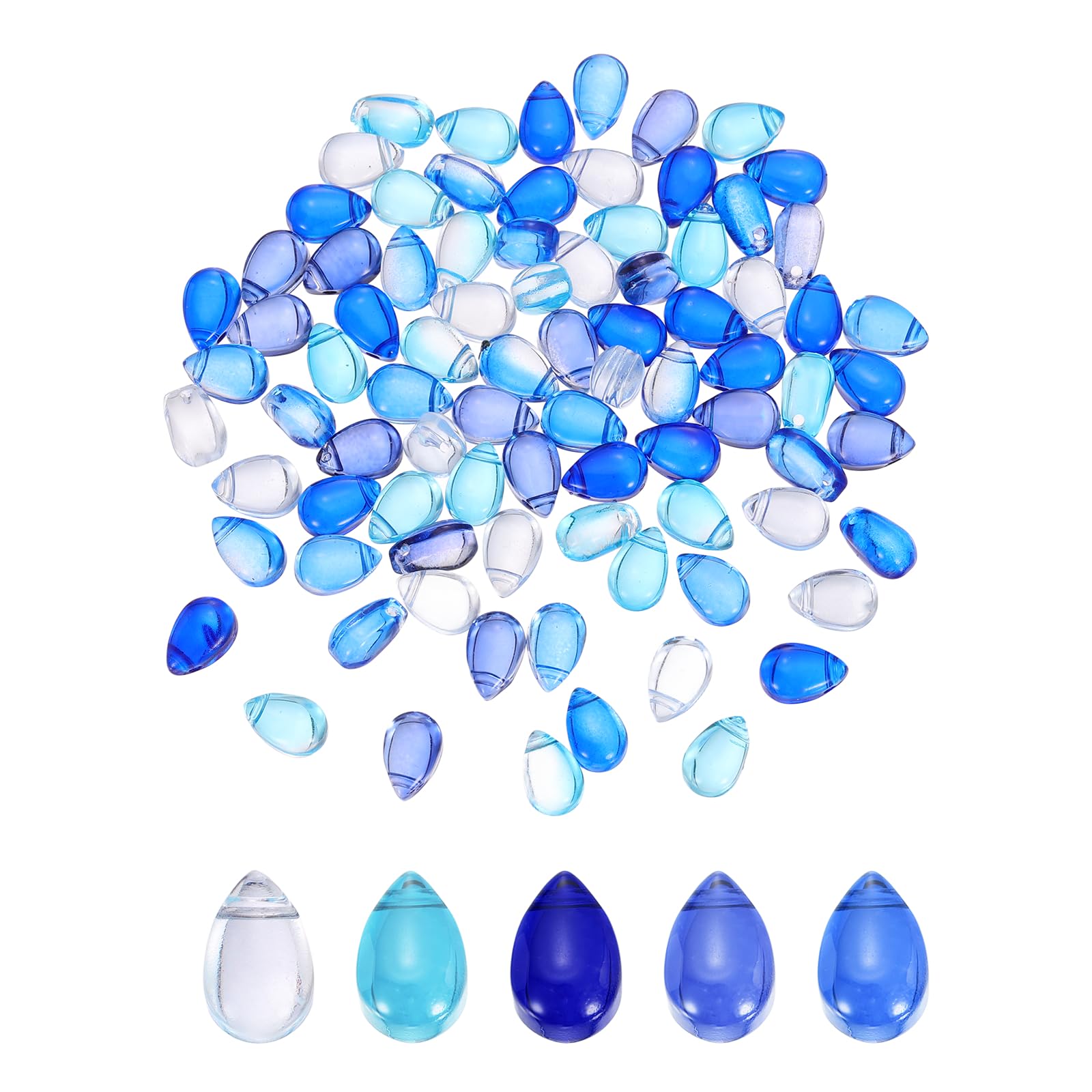 sourcing map 100 Pcs Teardrop Crystal Glass Beads, 6x9mm Teardrop Glass Charm Pendants Water Drop Beads Top Drilled for Jewelry Making DIY Craft Bracelets Necklace, Dark Blue Series โ image 1