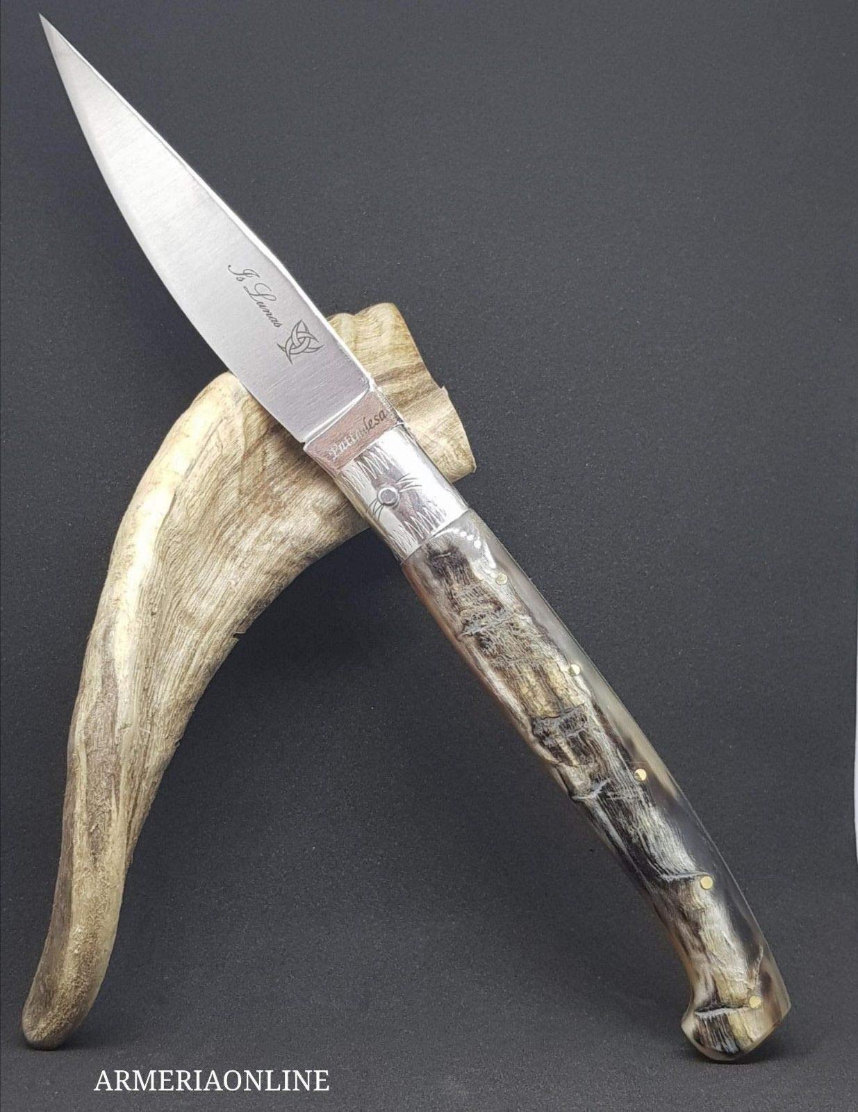 is lunas Coltello SARDO PATTADA Artigianale Manico in Corno Collezione Tascabile da Caccia (20 cm, Misura Grande)