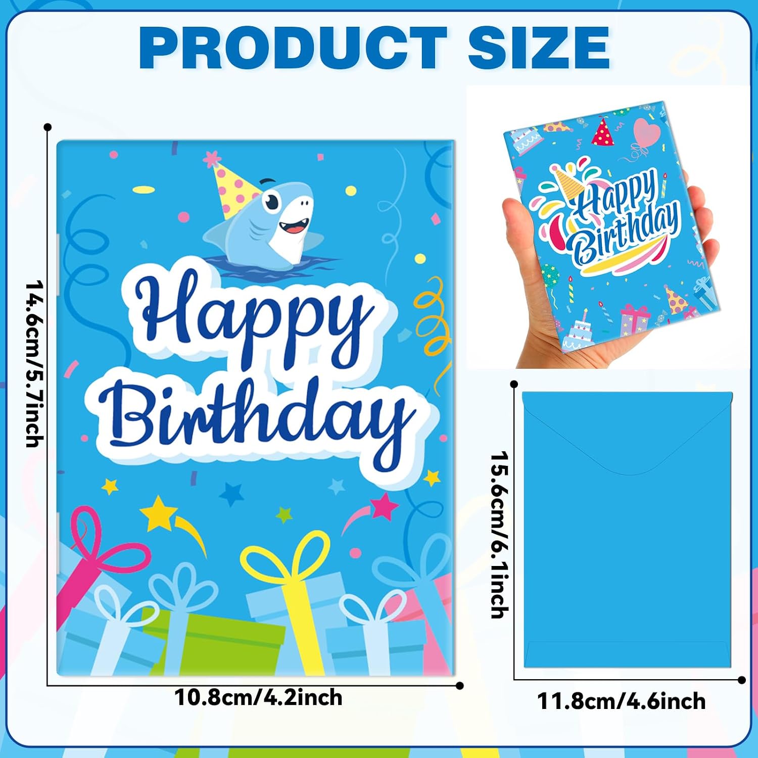 gisgfim 8 Set Birthday Gift Card Booklet with Envelopes, Blue image 2