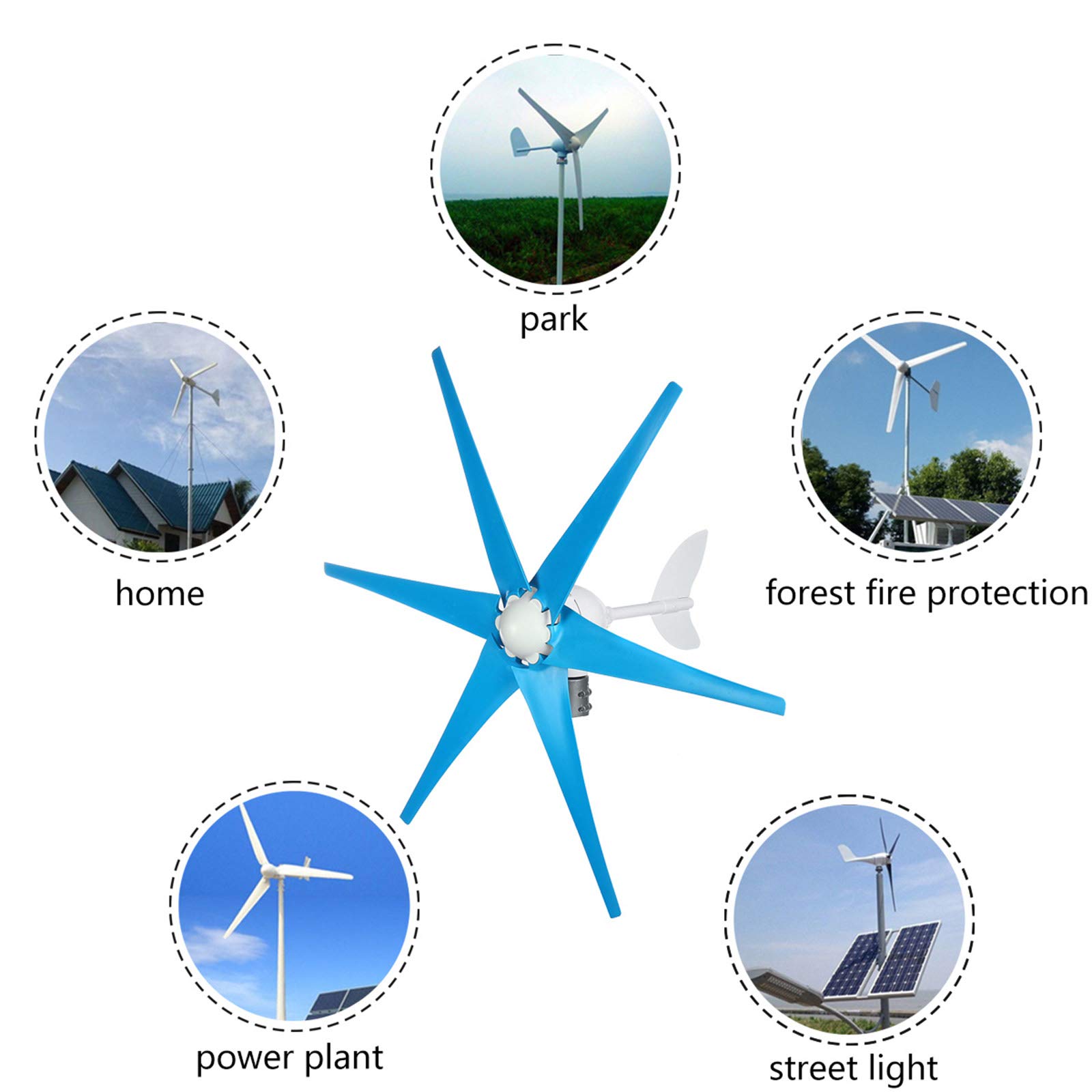 12V Windkraftanlagen-Set, 9000W, Vertikalwelle, 6 Flügel, für Zuhause, Camping, einfache Installation, Aufladung