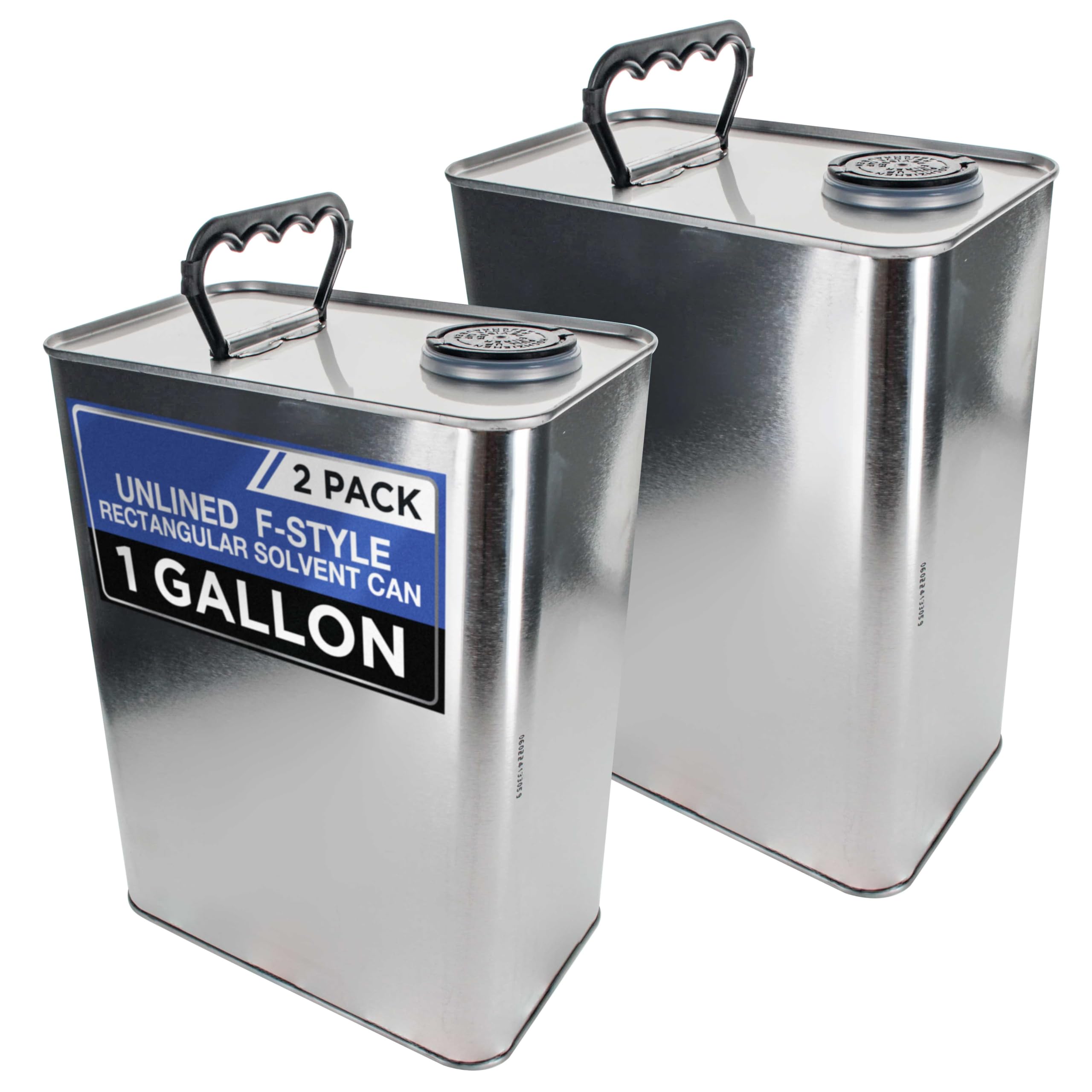 Master Elite 1 Gallon Empty F-Style Metal Rectangular Solvent Can with Caps, Pack of 2 - Pull-Up Spout, 128 fl. oz. Steel Paint Storage Container Tin