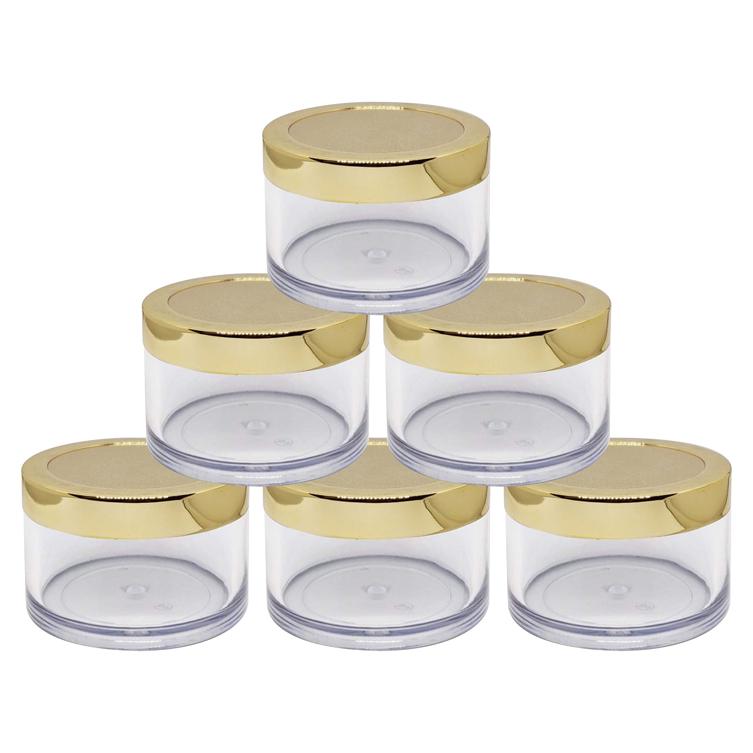 Zenvista Empty Cosmetic Containers, Acrylic Jars, Small Containers For Cosmetics, Lip Balm Containers, Transparent Jar With Gold Cap-50gm (Pack of 5)