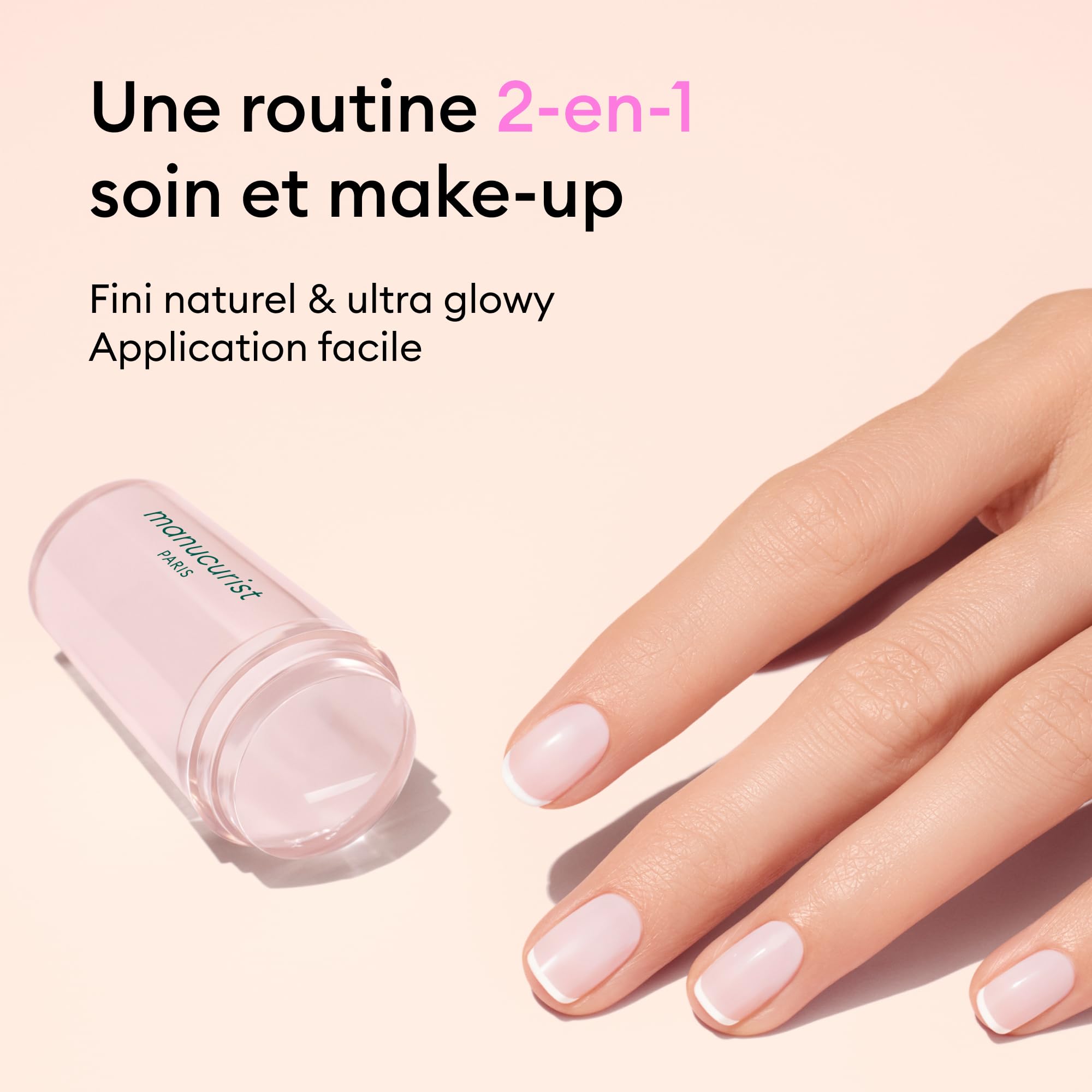 Kit French Manucure par Manucurist - Active™ Glow Raspberry, Vernis à Ongles Green™ Crème, Tampon French Manucure Mani Stamper, Top Coat Effet Gel Sunshine - Vernis à Ongles Soin
