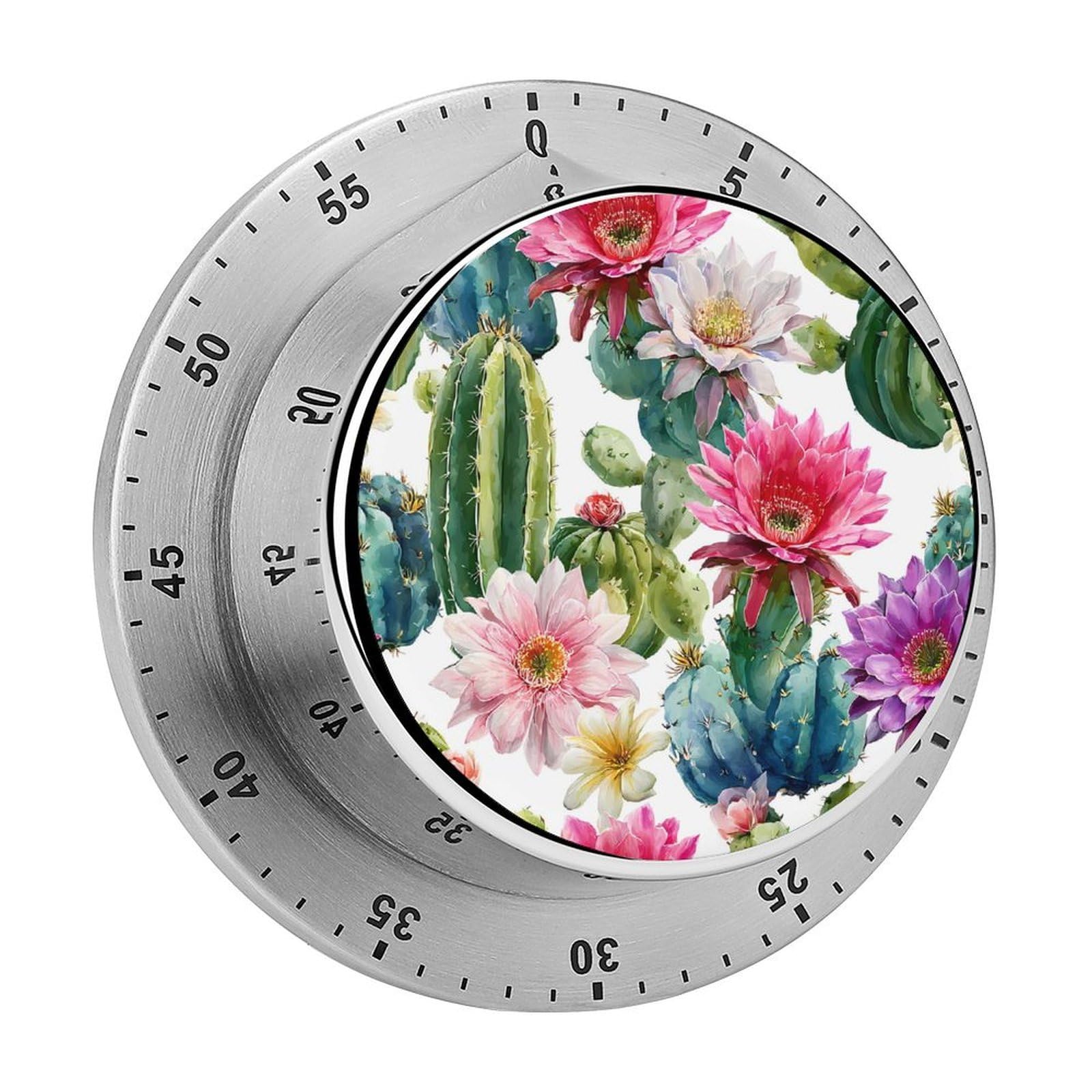 Cactus and Flowers Mechanical Timer with Alarm for Kitchen Cooking Productivity Stainless Steel Timers