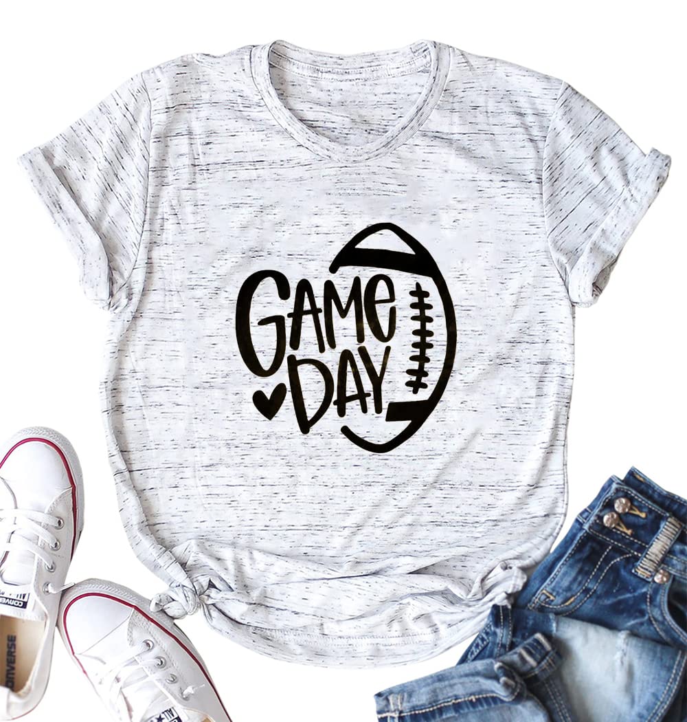 Game Day Football Shirt Women Football Season Tshirt Short Sleeve Sunday Graphic Tee Tops